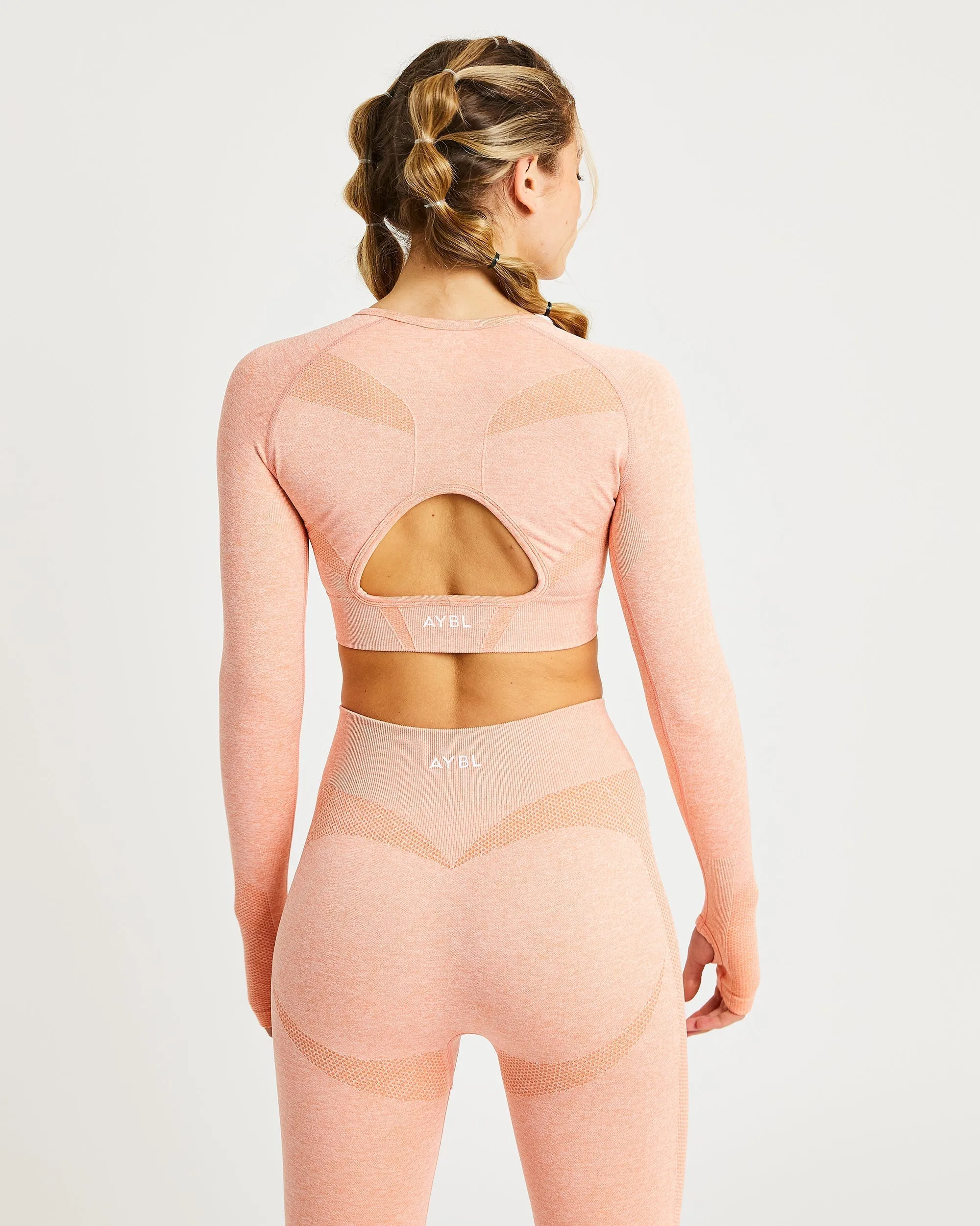 Motion Seamless Long Sleeve Crop Top - Peach Marl sold by AYBL product image thumbnail 2