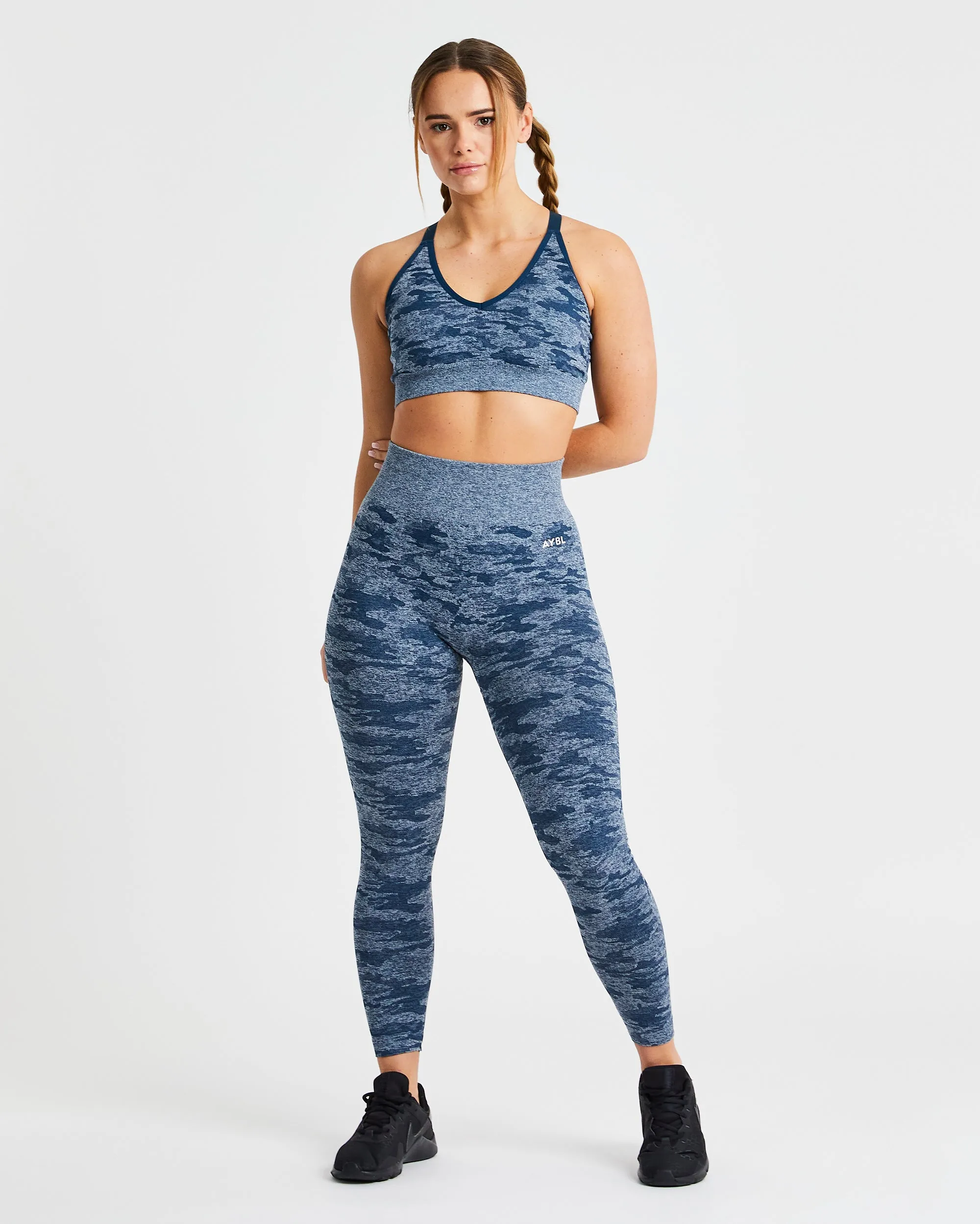 Evolve Camo Seamless Sports Bra - Teal sold by AYBL product image thumbnail 3