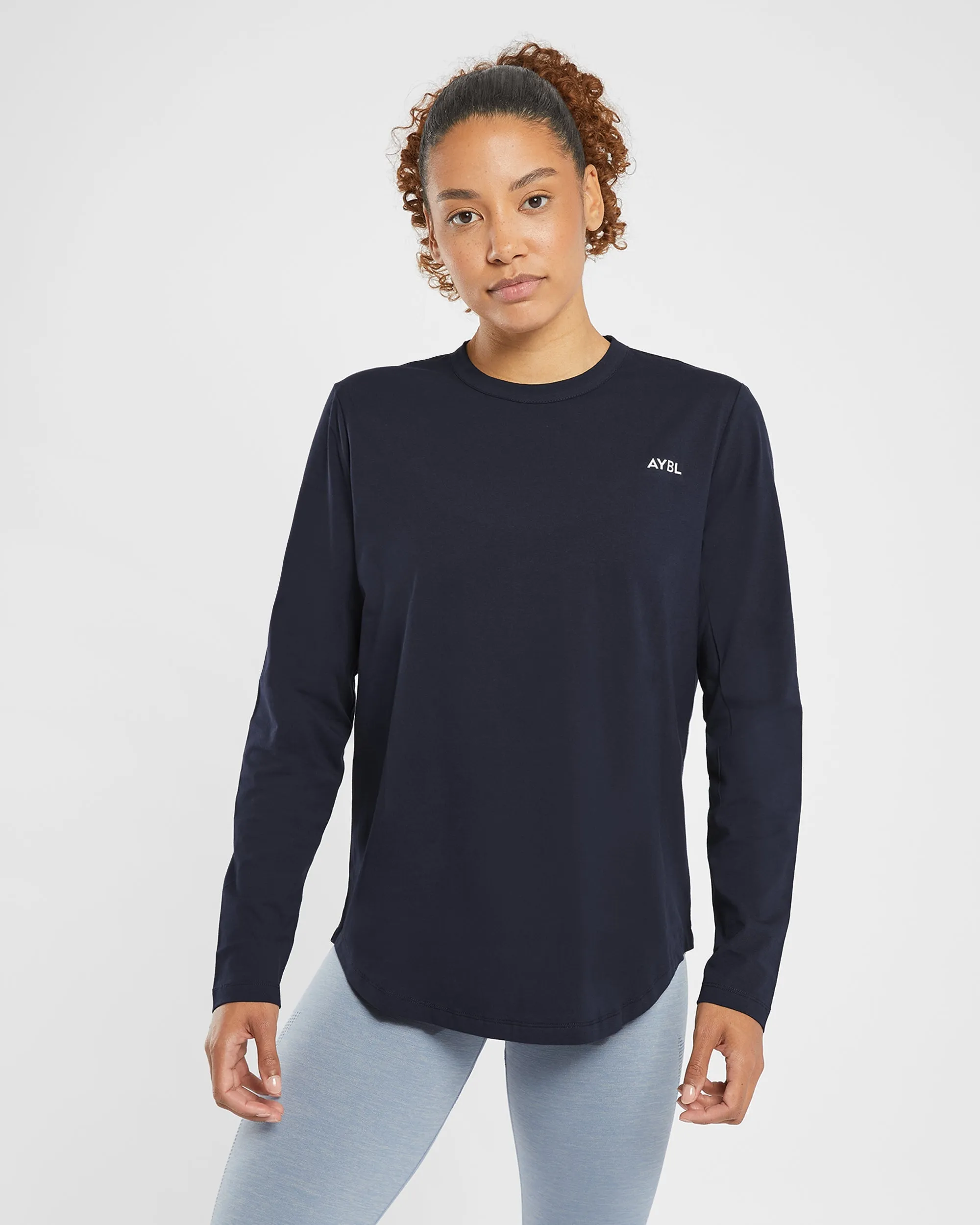 Everyday Relaxed Long Sleeve T Shirt - Navy sold by AYBL