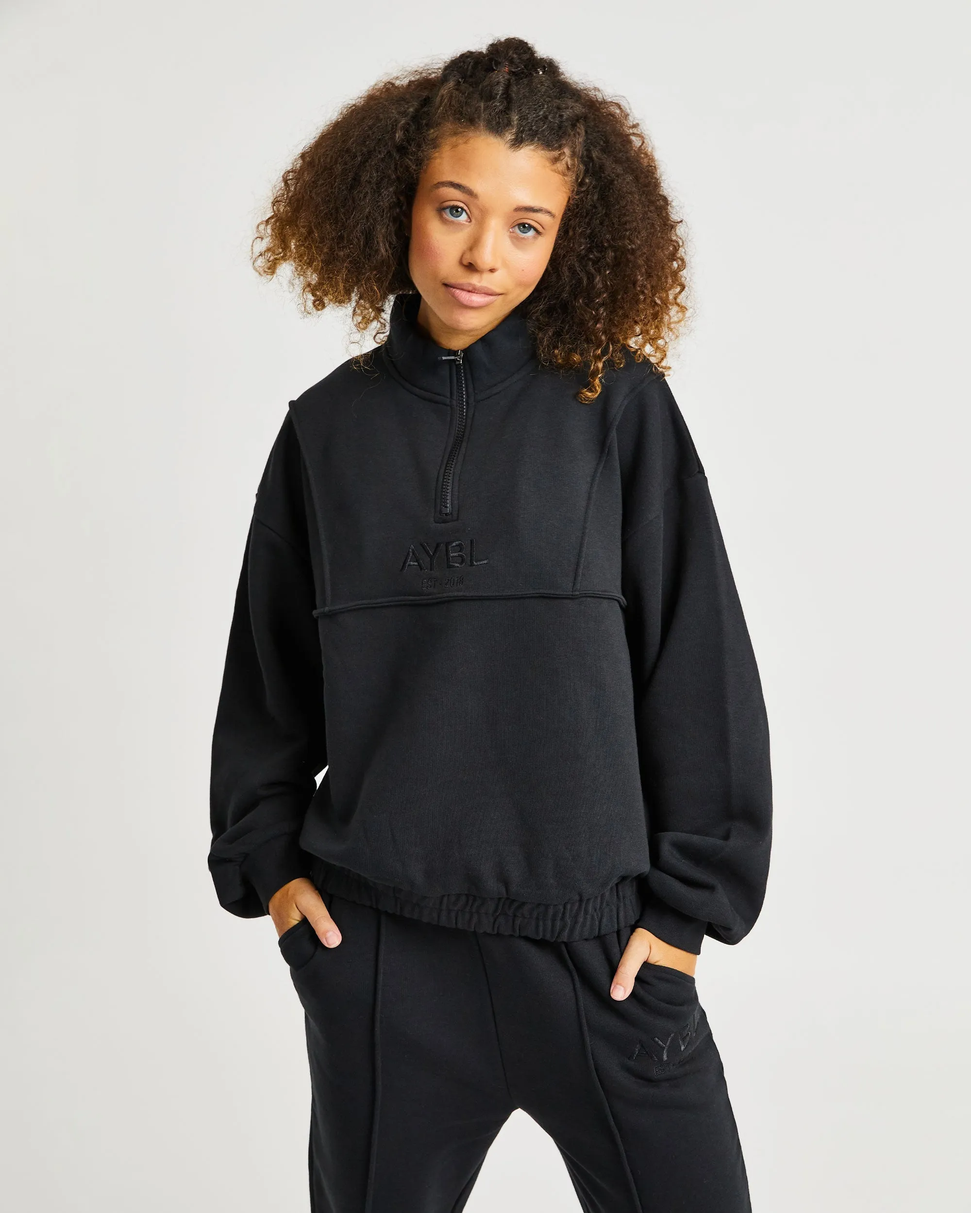 Luxe 1/2 Zip Pullover - Black sold by AYBL