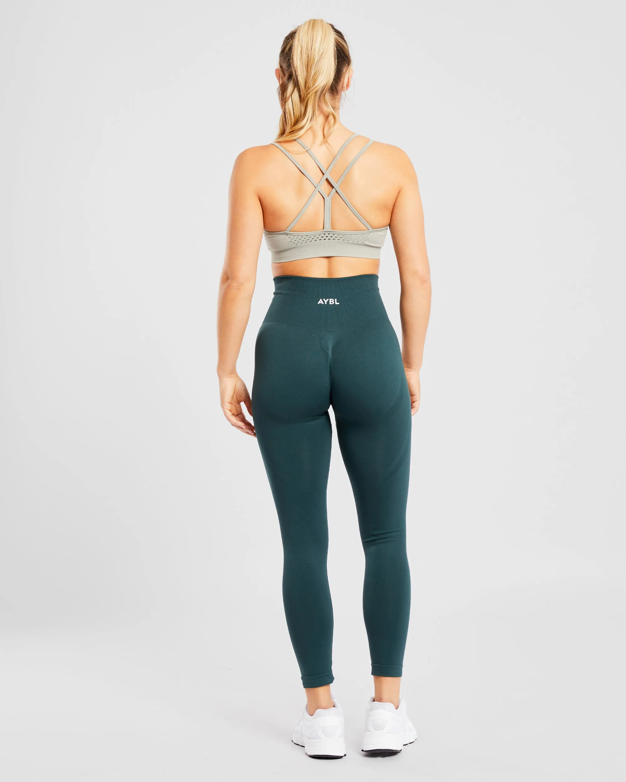 Essential Seamless Strappy Sports Bra - Muted Olive sold by AYBL product image thumbnail 4