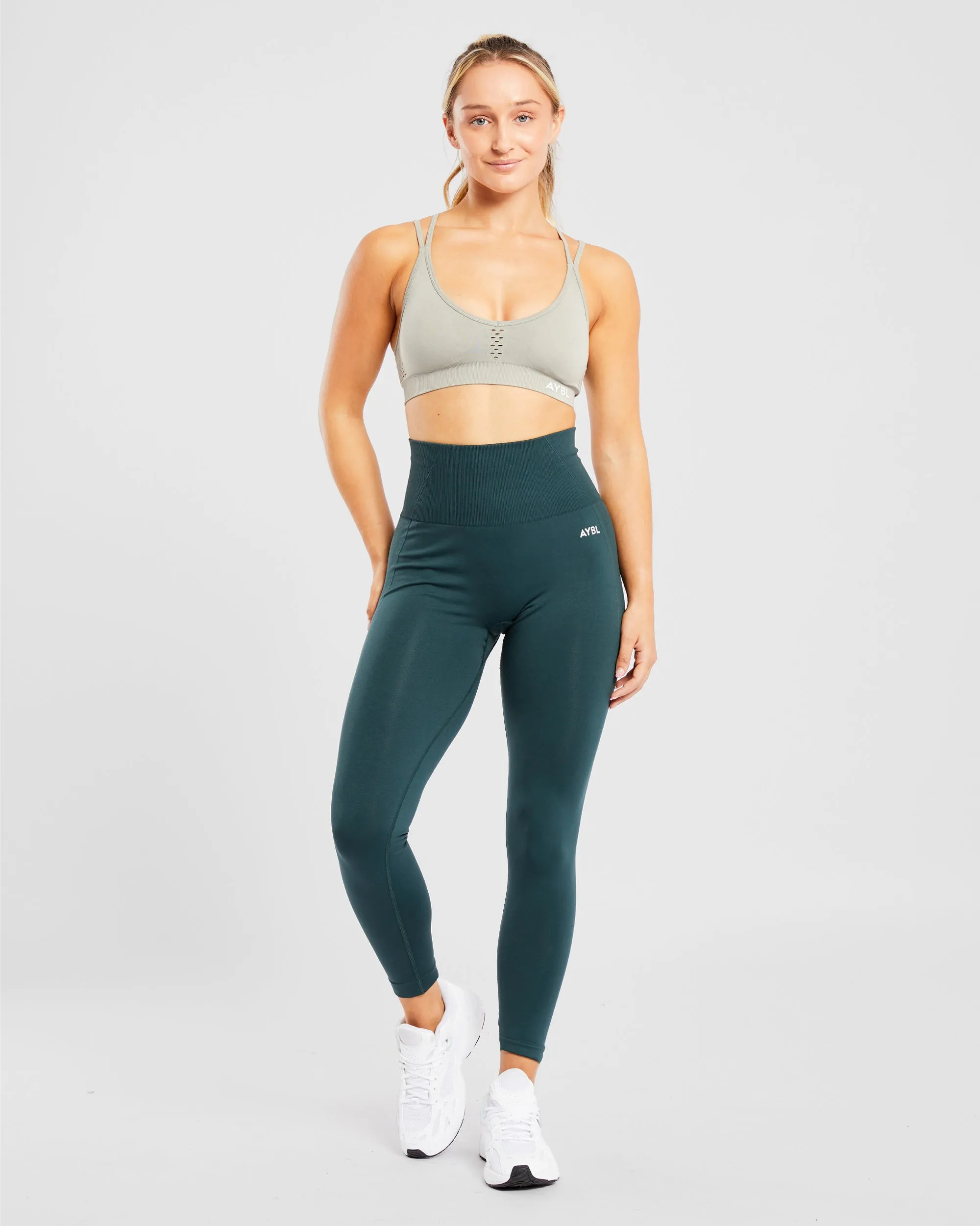 Essential Seamless Strappy Sports Bra - Muted Olive sold by AYBL product image thumbnail 3