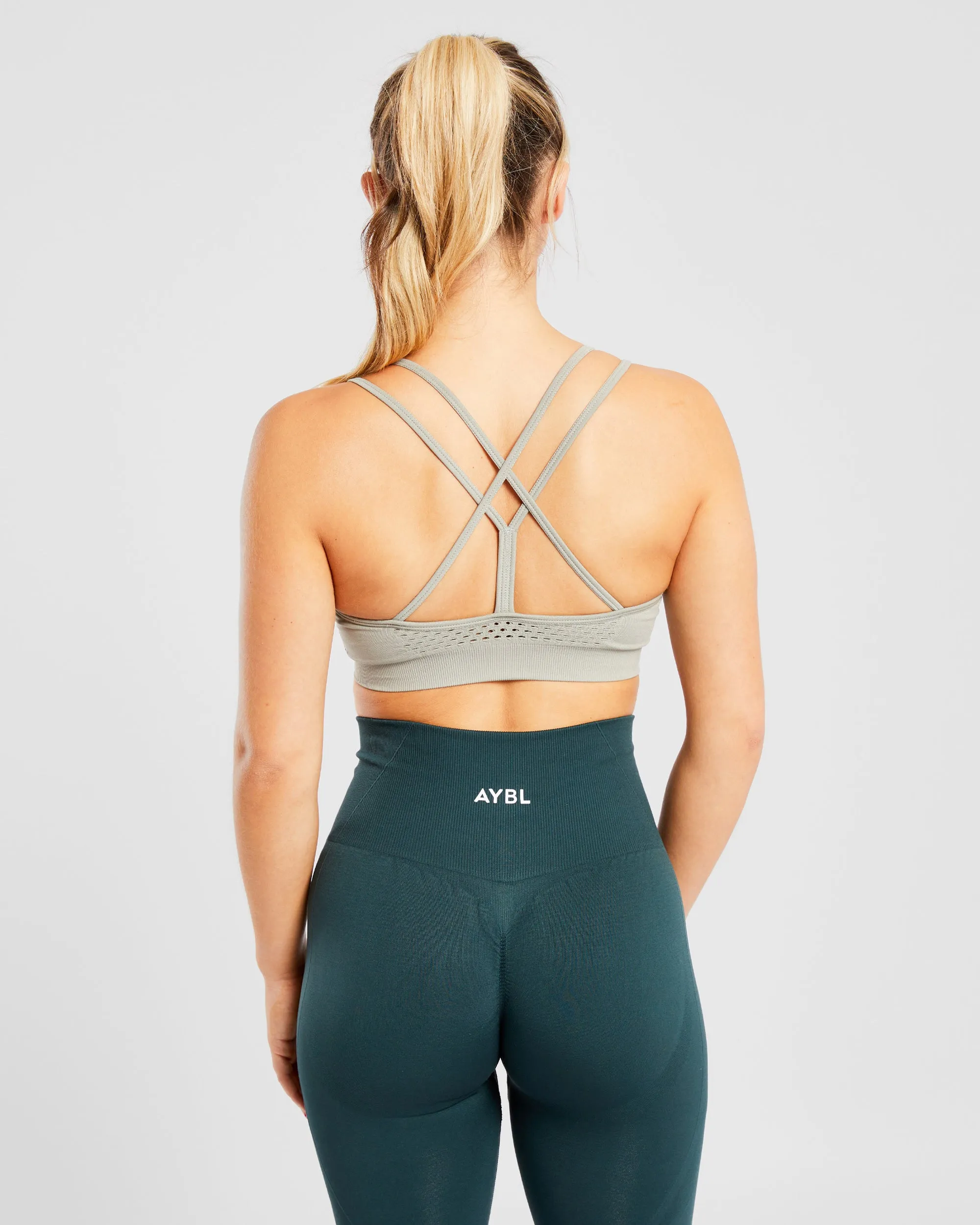 Essential Seamless Strappy Sports Bra - Muted Olive sold by AYBL product image thumbnail 2
