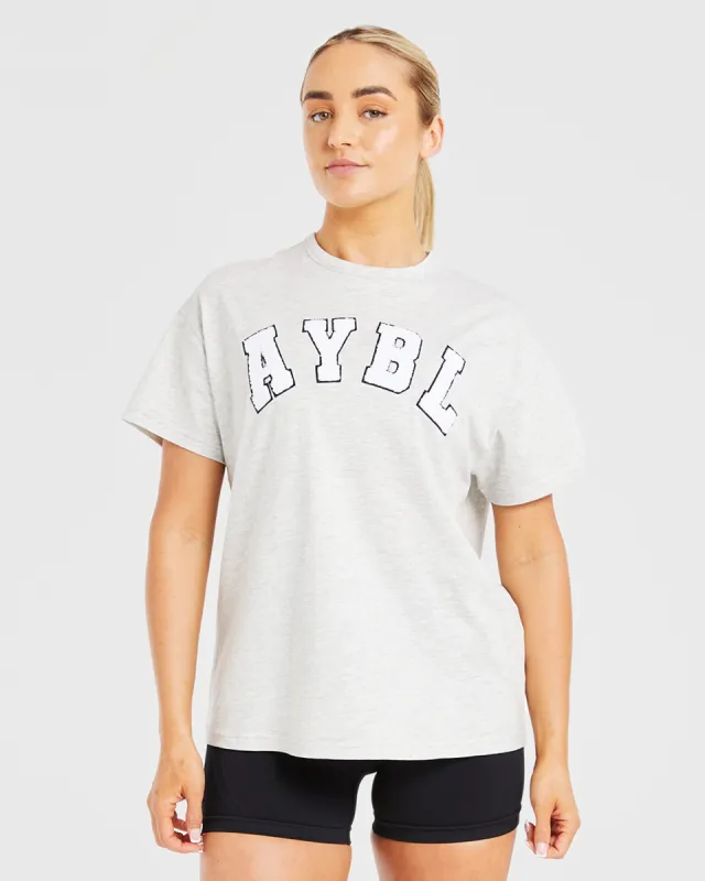 Varsity Fluffy Oversized T Shirt - Heather Grey sold by AYBL