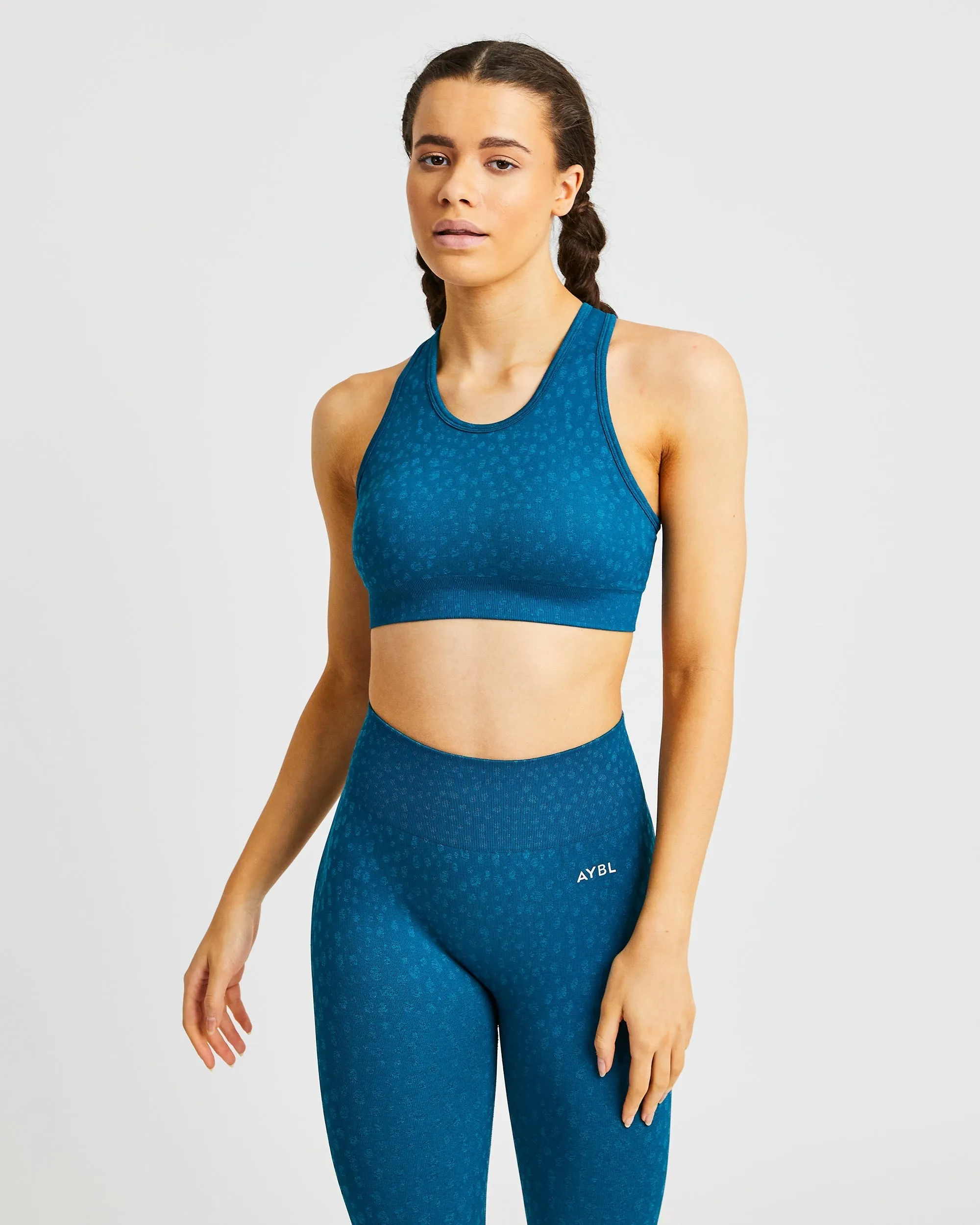 Evolve Speckle Seamless Sports Bra - Teal sold by AYBL