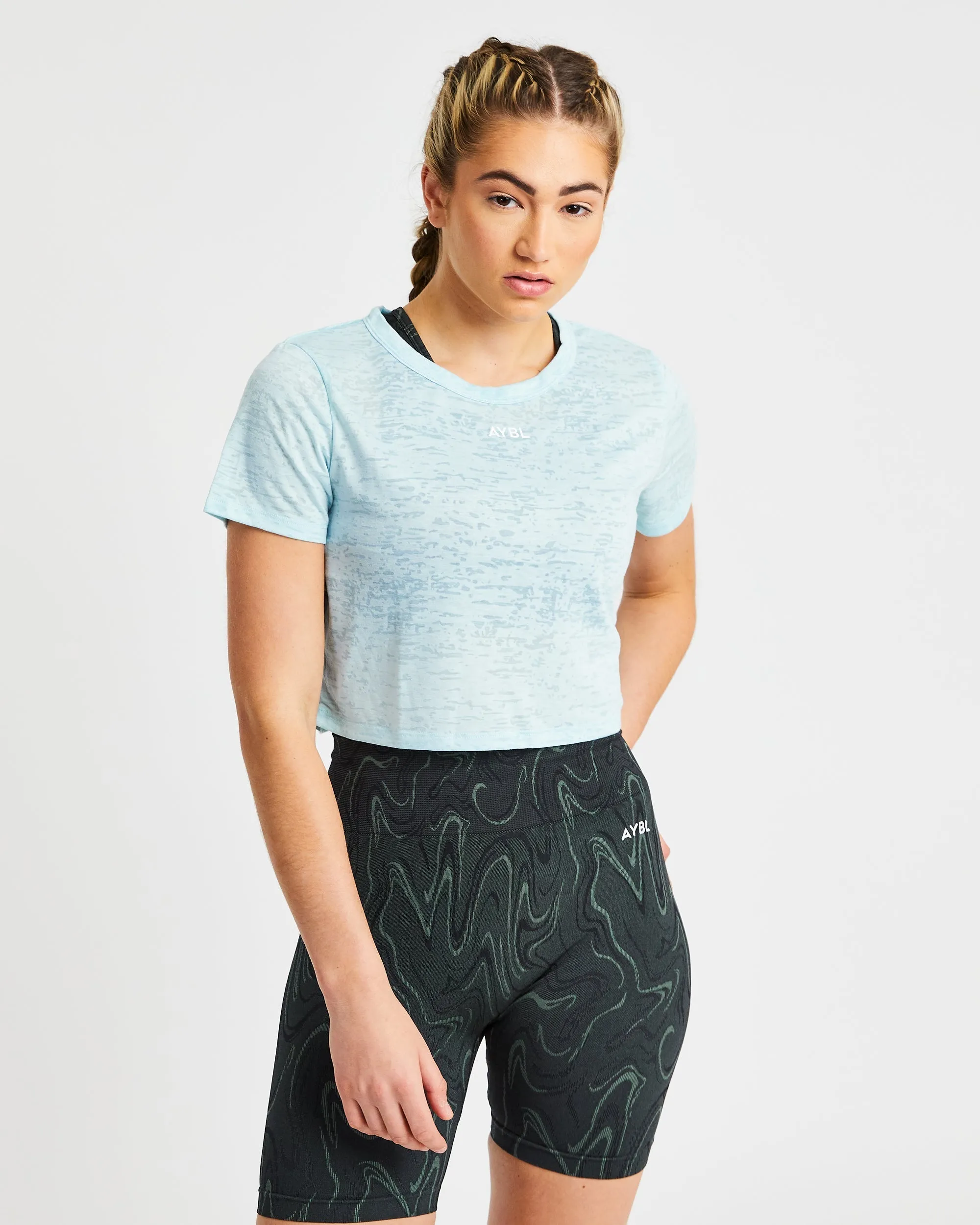 Velocity Crop T Shirt - Blue sold by AYBL