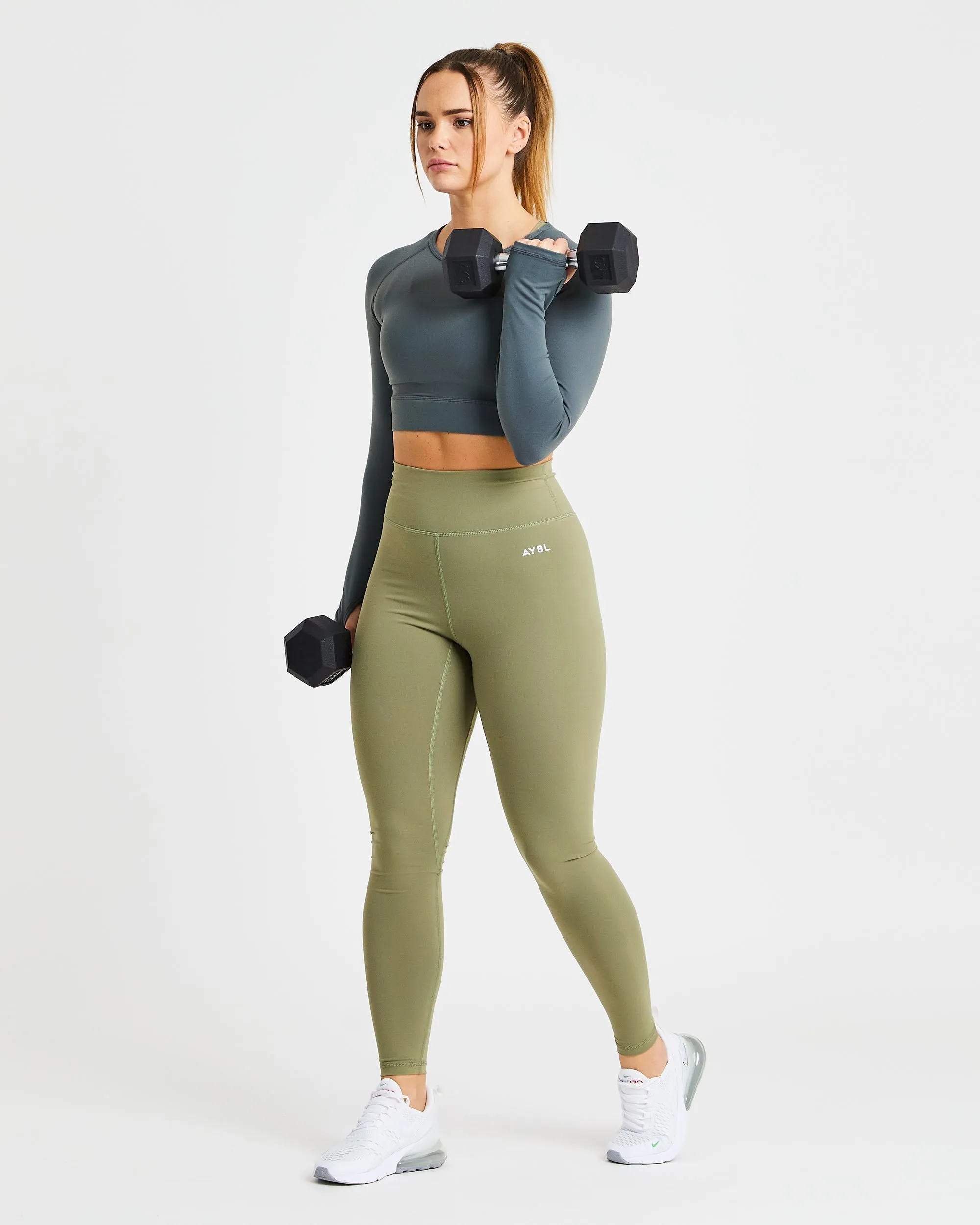 Core Long Sleeve Crop Top - Asphalt Grey sold by AYBL product image thumbnail 5