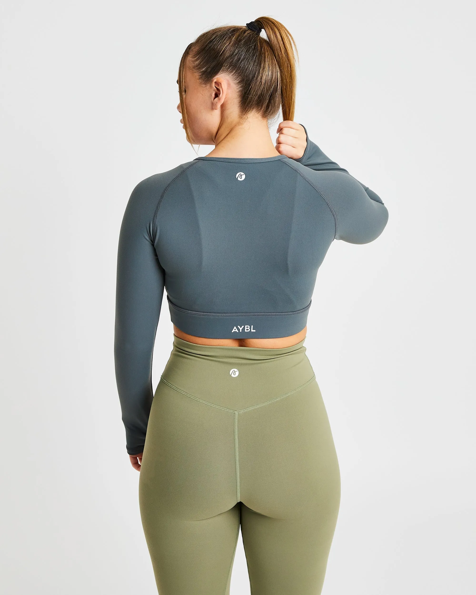 Core Long Sleeve Crop Top - Asphalt Grey sold by AYBL product image thumbnail 2