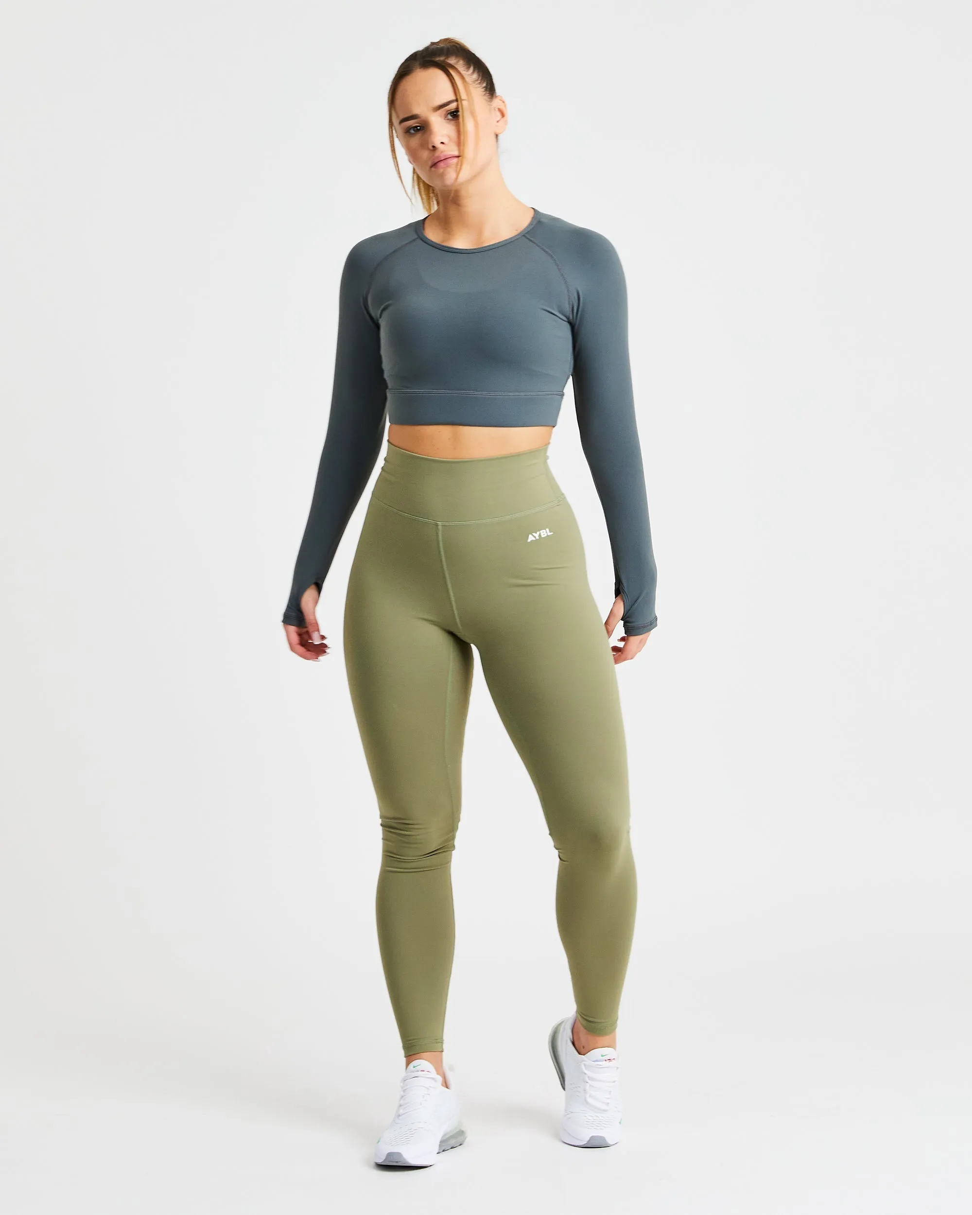 Core Long Sleeve Crop Top - Asphalt Grey sold by AYBL product image thumbnail 3