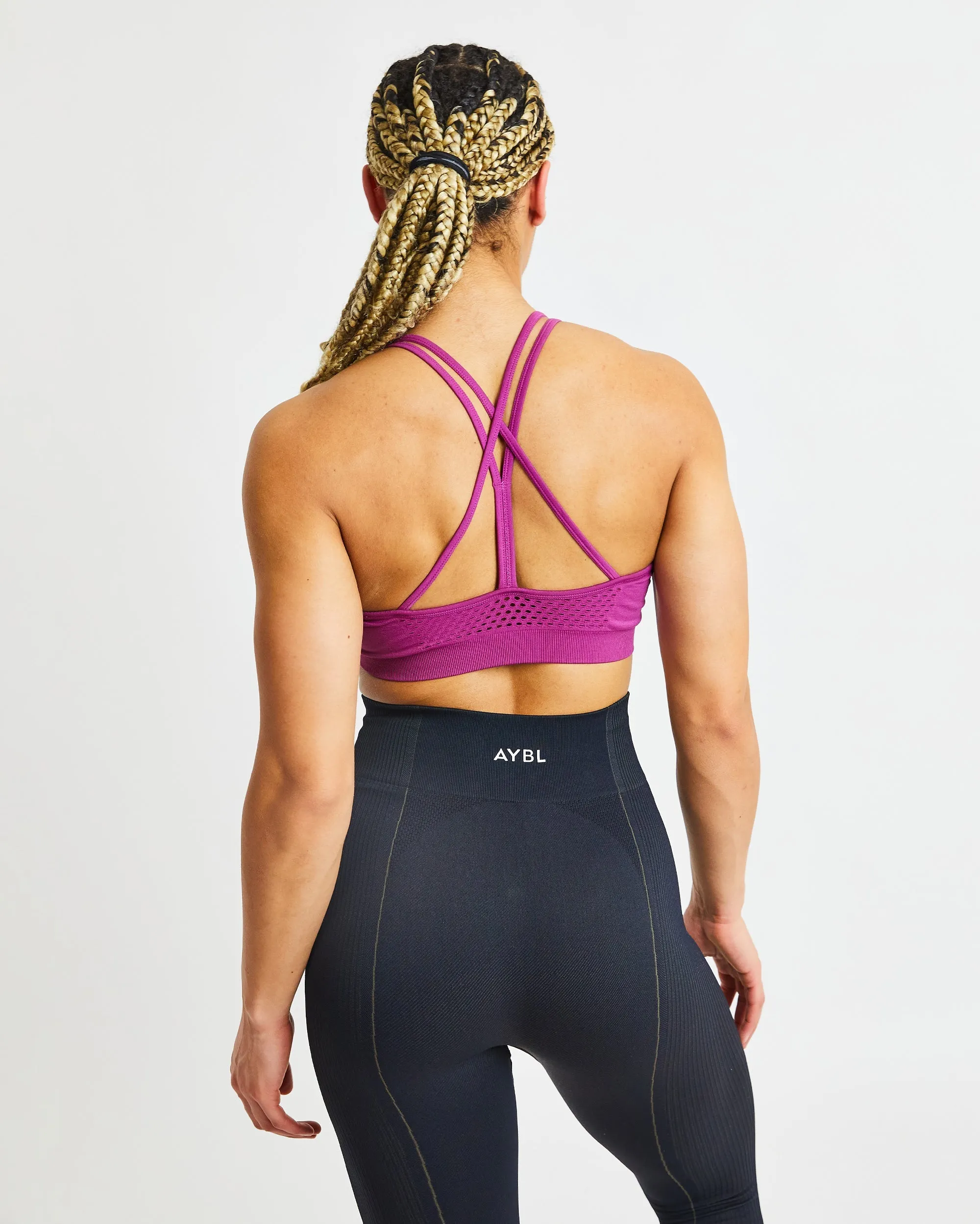 Essential Seamless Strappy Sports Bra - Magenta sold by AYBL product image thumbnail 2