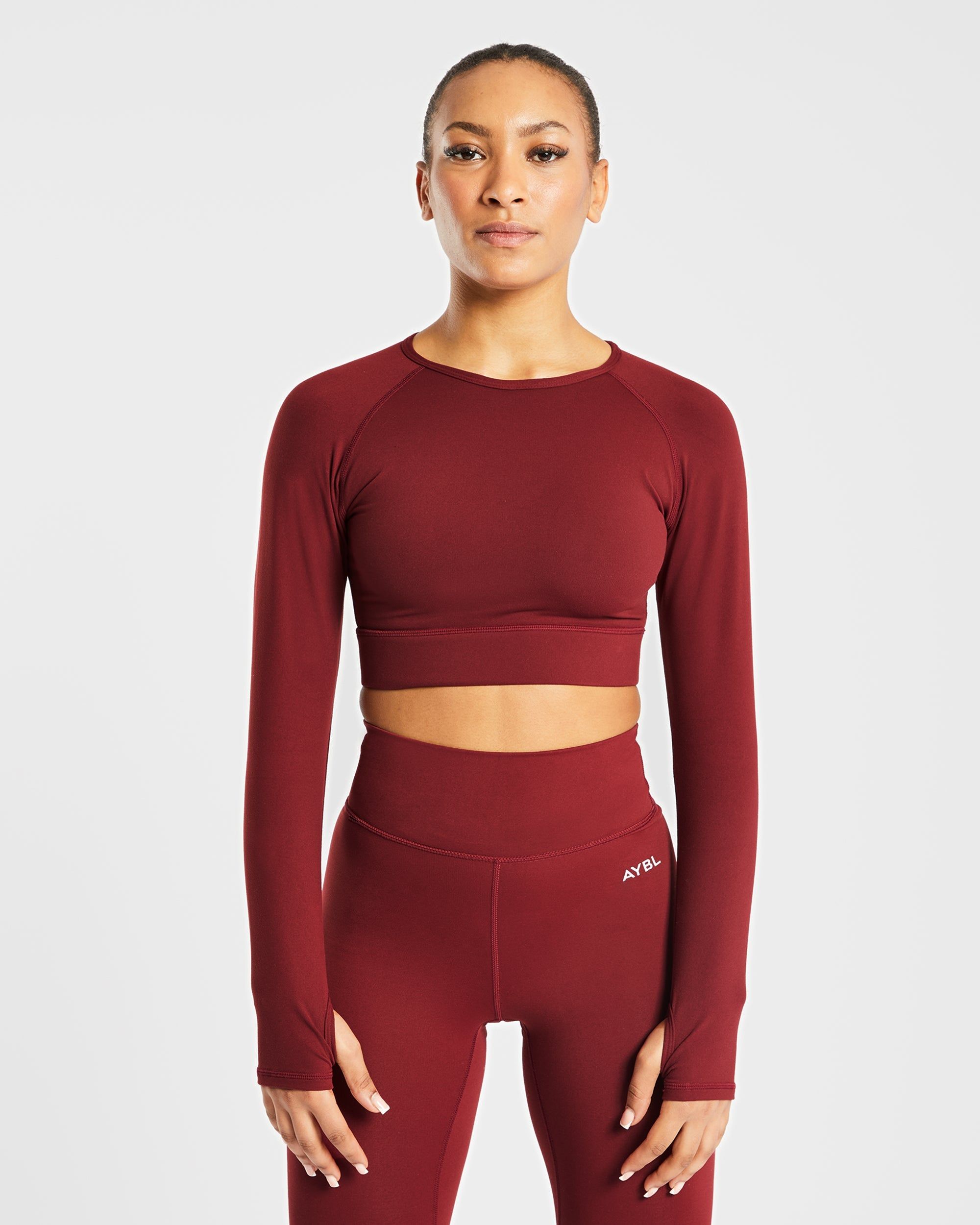 Core Long Sleeve Crop Top - Mauve Wine sold by AYBL