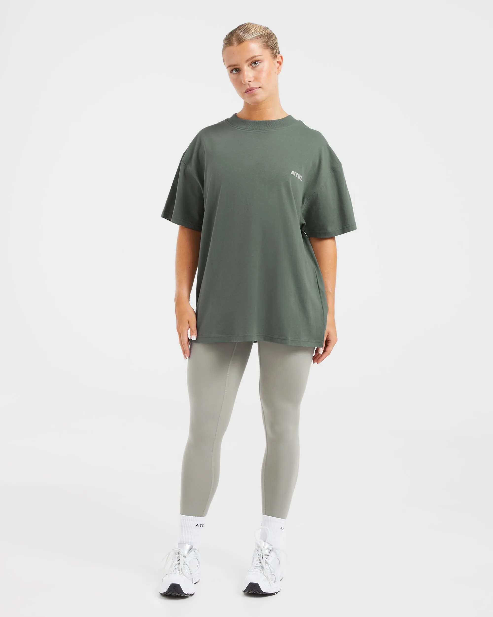 AYBL Lift Italic Oversized T Shirt - Green/Off White sold by AYBL product image thumbnail 3
