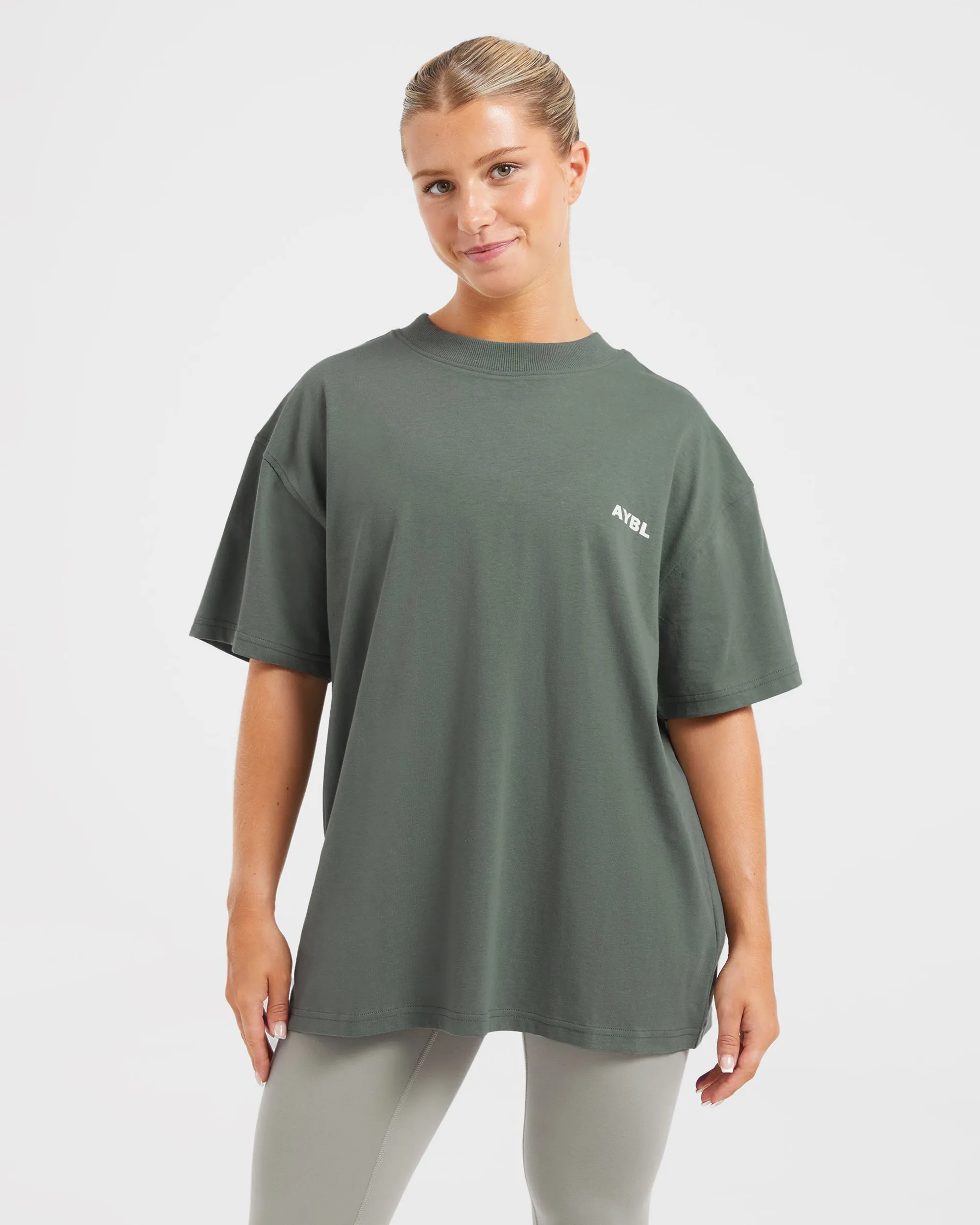 AYBL Lift Italic Oversized T Shirt - Green/Off White sold by AYBL product image thumbnail 2