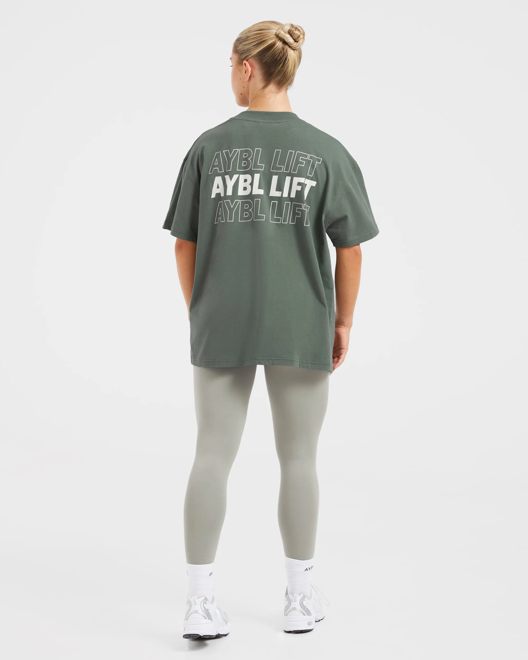 AYBL Lift Italic Oversized T Shirt - Green/Off White sold by AYBL product image thumbnail 4