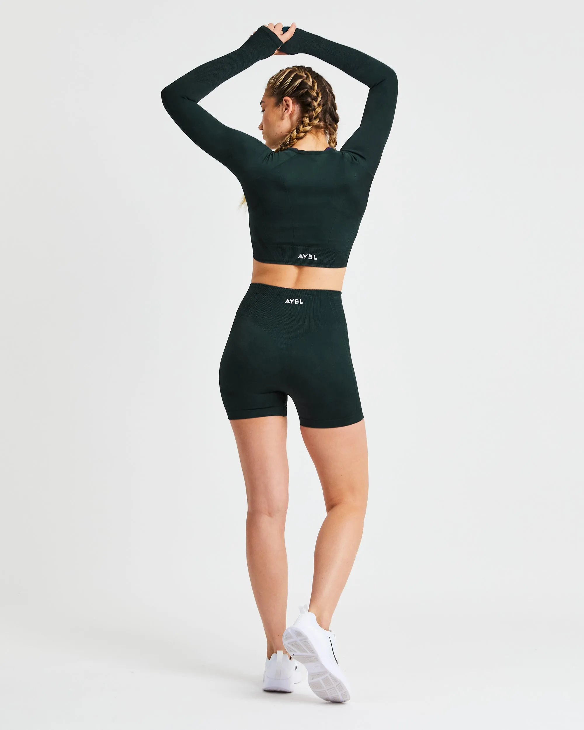 Balance V2 Seamless Long Sleeve Crop Top - Forest Green sold by AYBL product image thumbnail 4