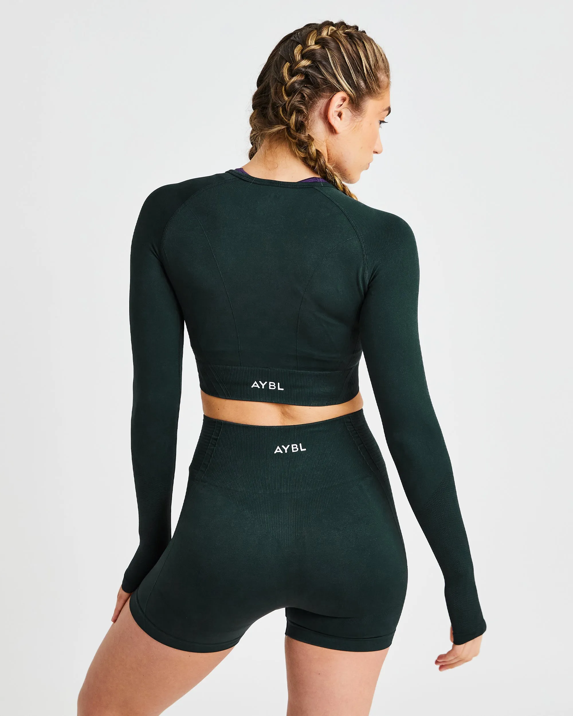 Balance V2 Seamless Long Sleeve Crop Top - Forest Green sold by AYBL product image thumbnail 2