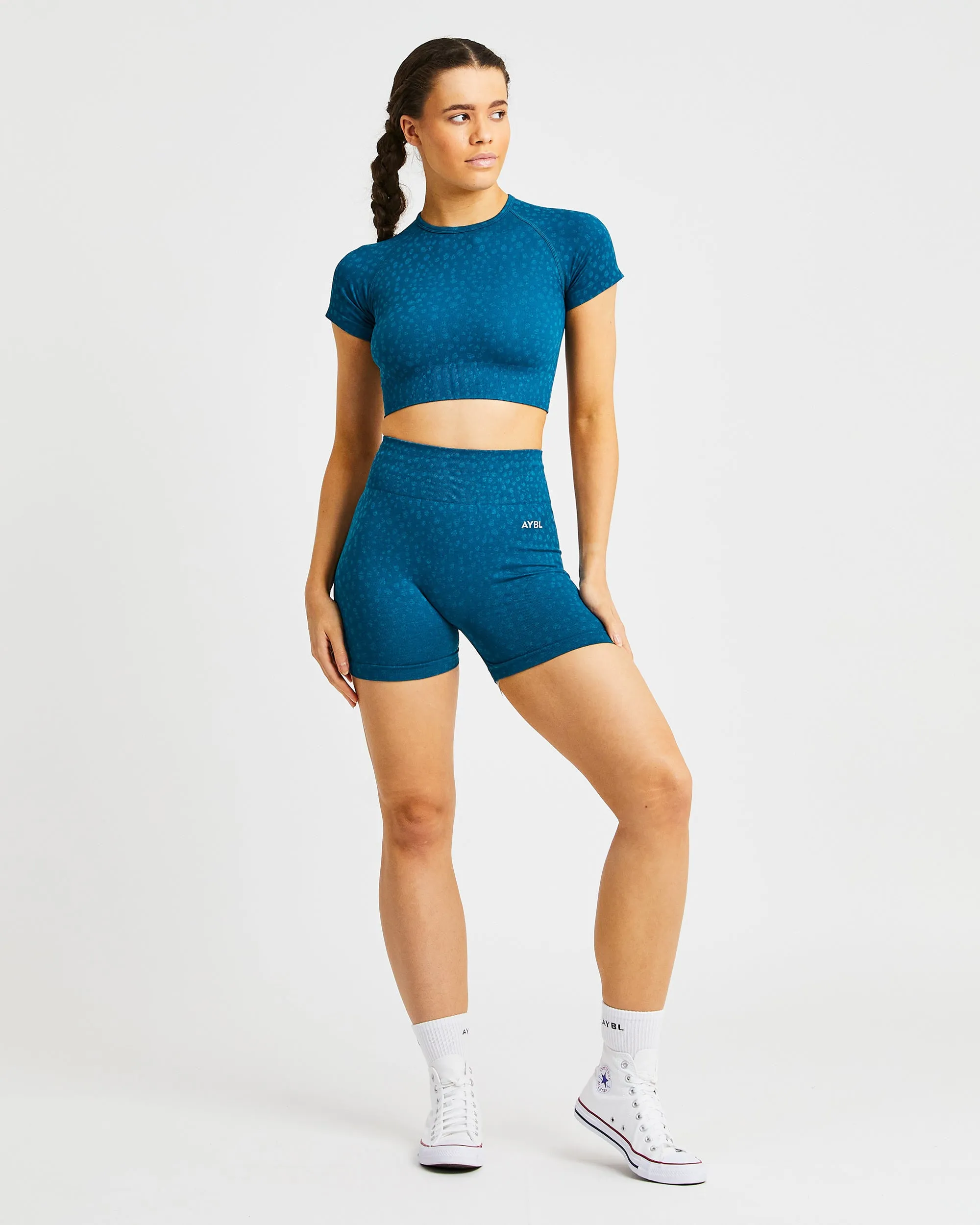 Evolve Speckle Seamless Crop Top - Teal sold by AYBL product image thumbnail 3