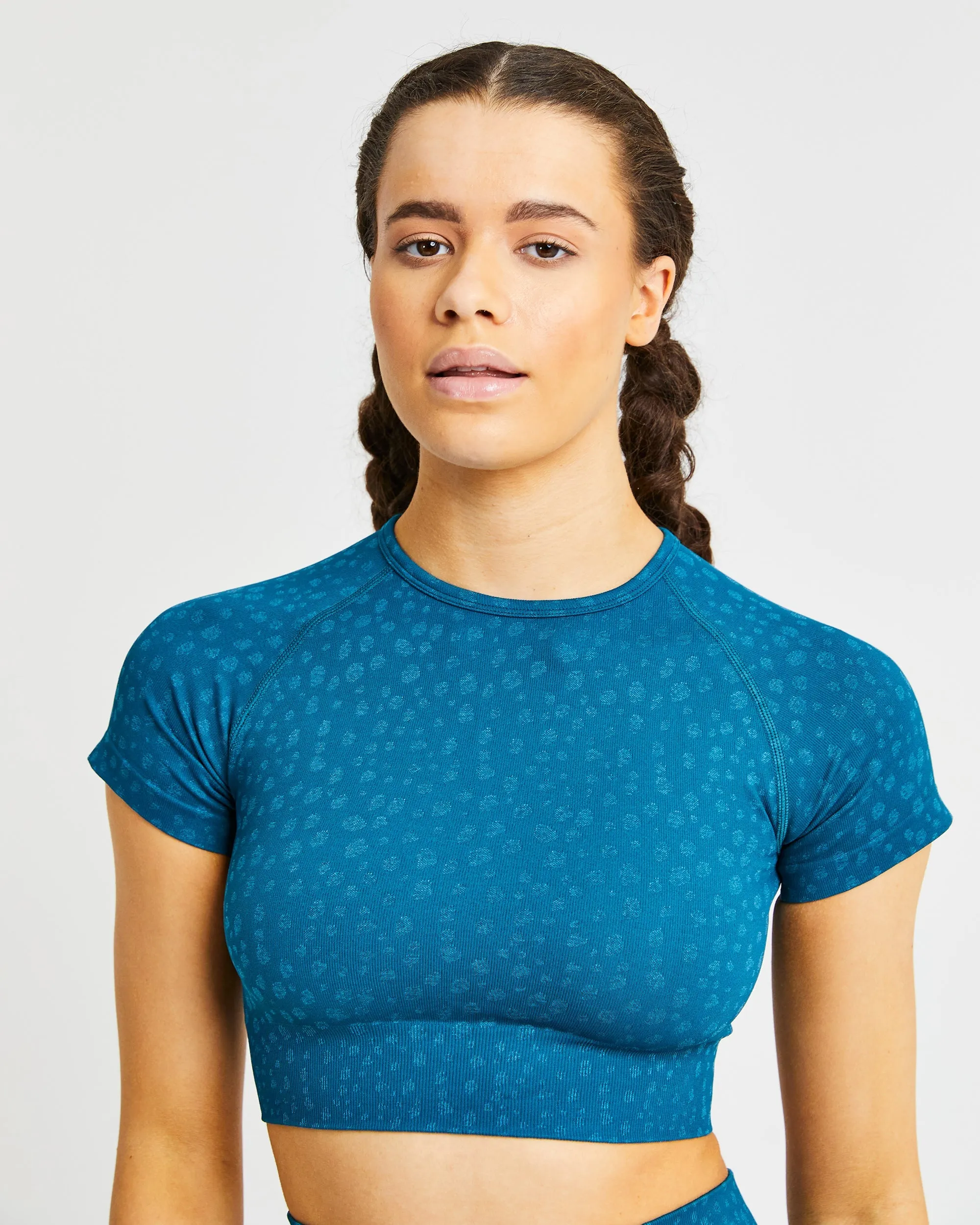 Evolve Speckle Seamless Crop Top - Teal sold by AYBL product image thumbnail 5