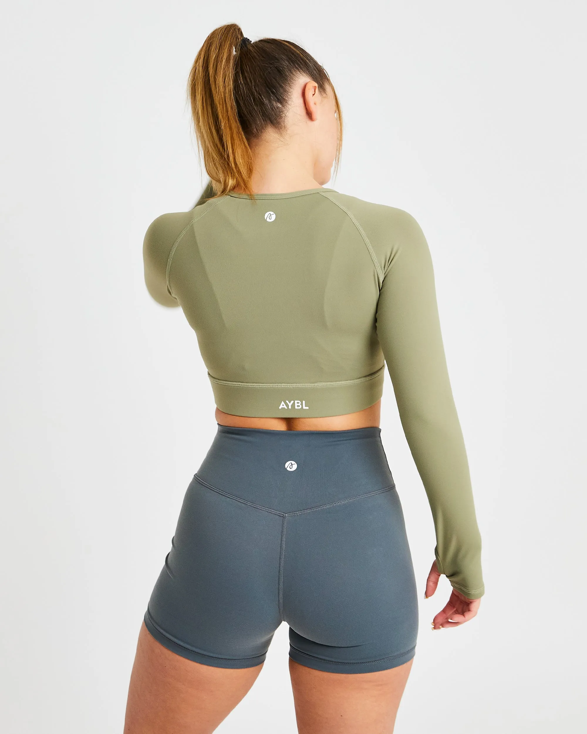 Core Long Sleeve Crop Top - Olive sold by AYBL product image thumbnail 2
