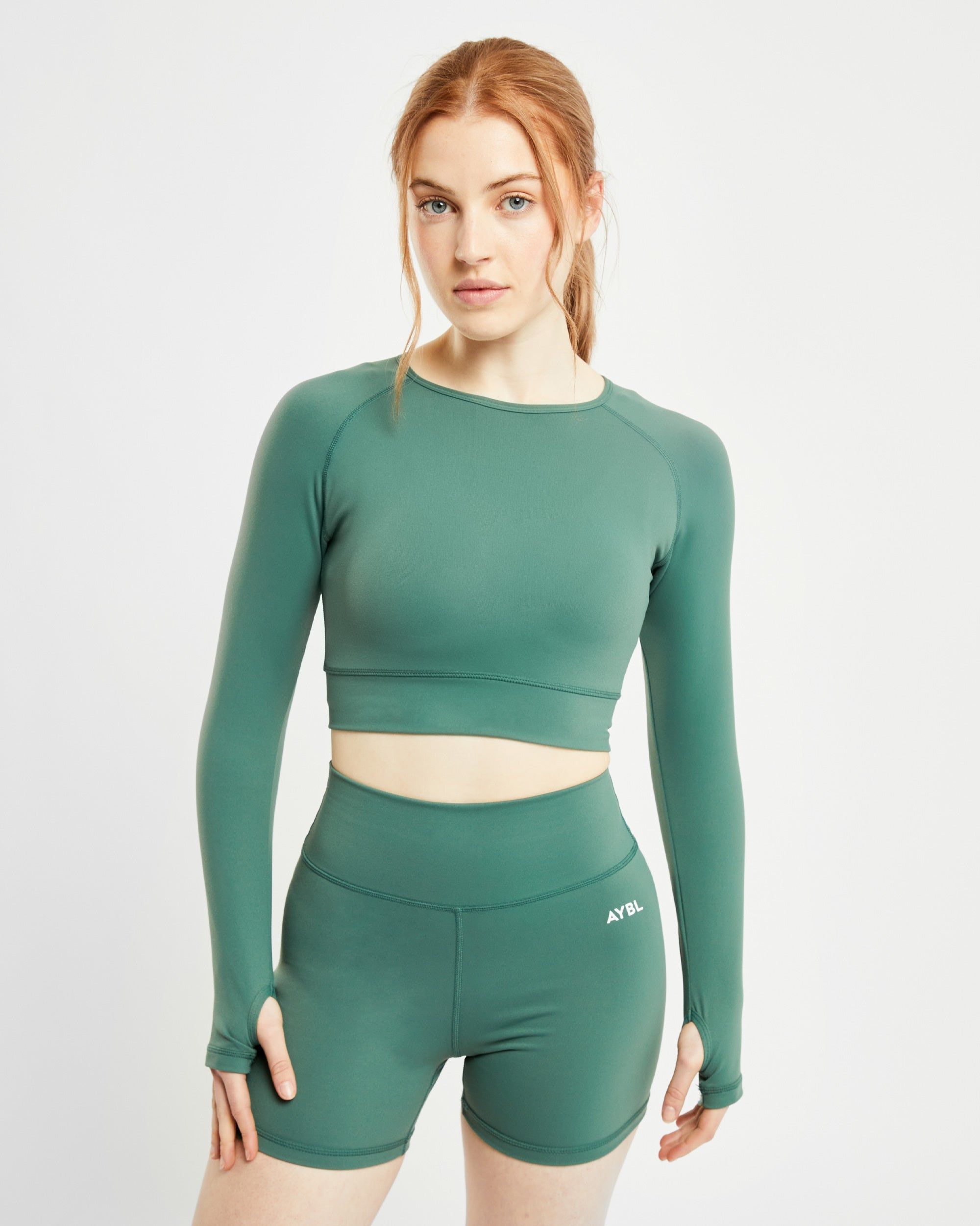 Core Long Sleeve Crop Top - Green sold by AYBL