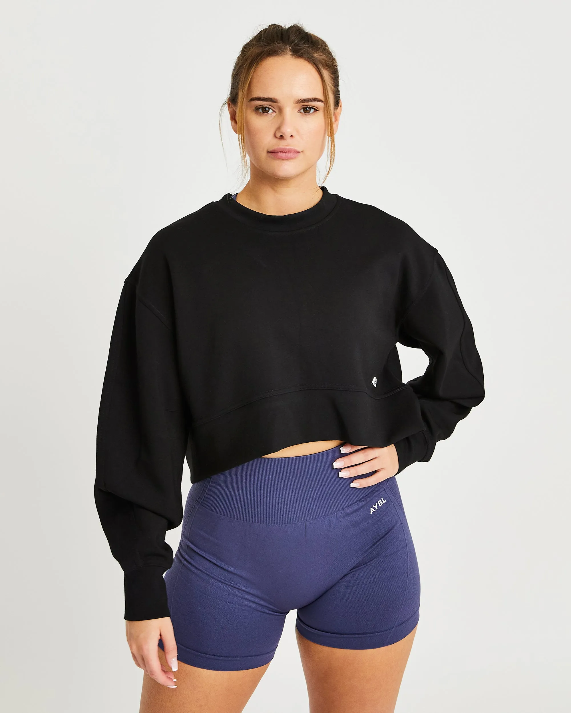 Oversized Crop Jumper - Black sold by AYBL