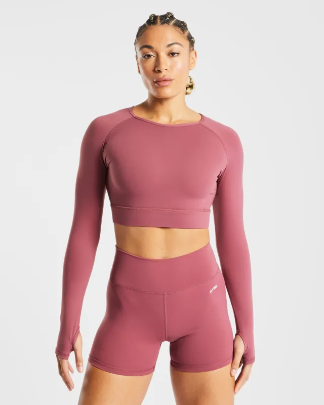 Core Long Sleeve Crop Top - Brick Red sold by AYBL