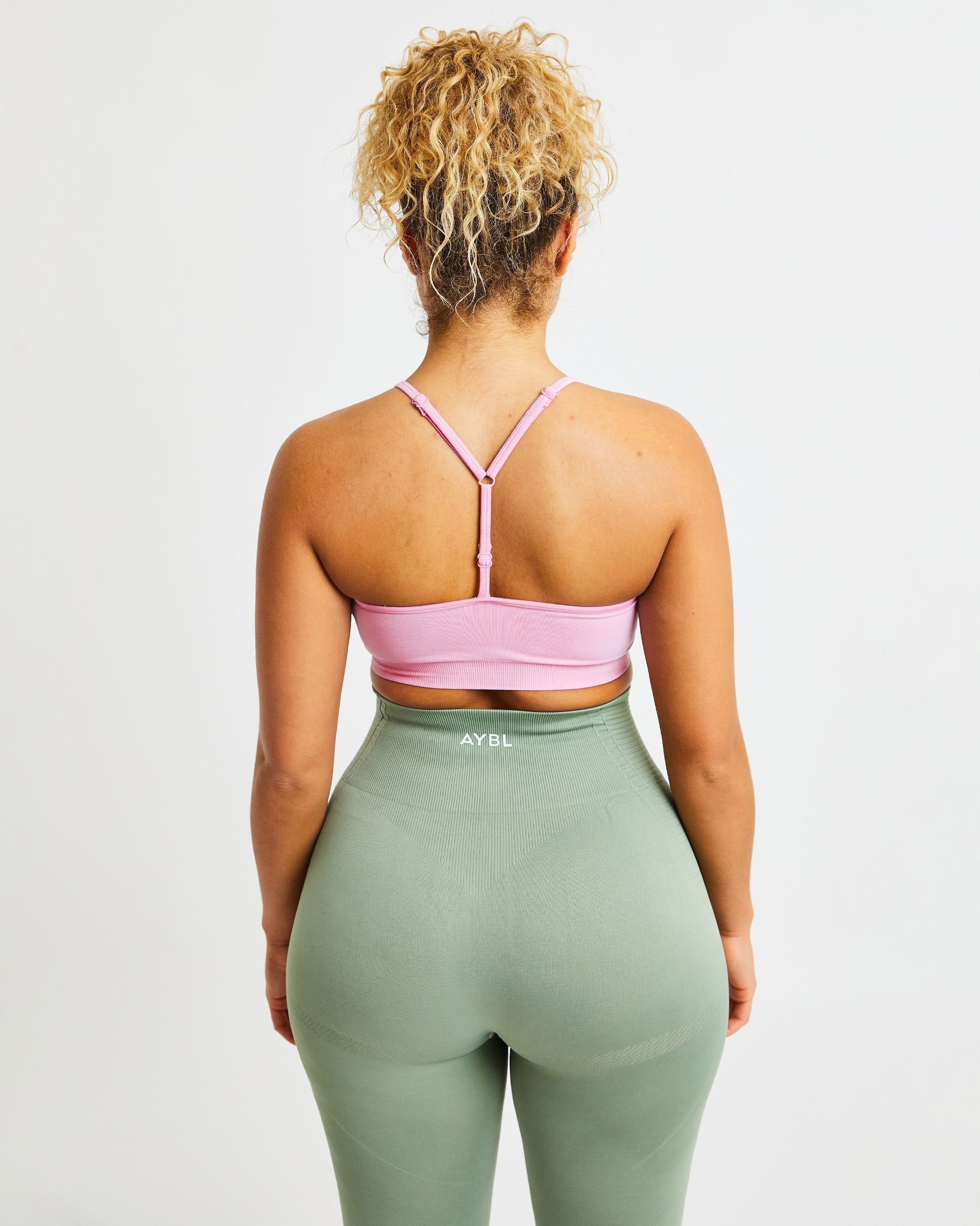 Essential Seamless V Neck Sports Bra - Baby Pink sold by AYBL product image thumbnail 2