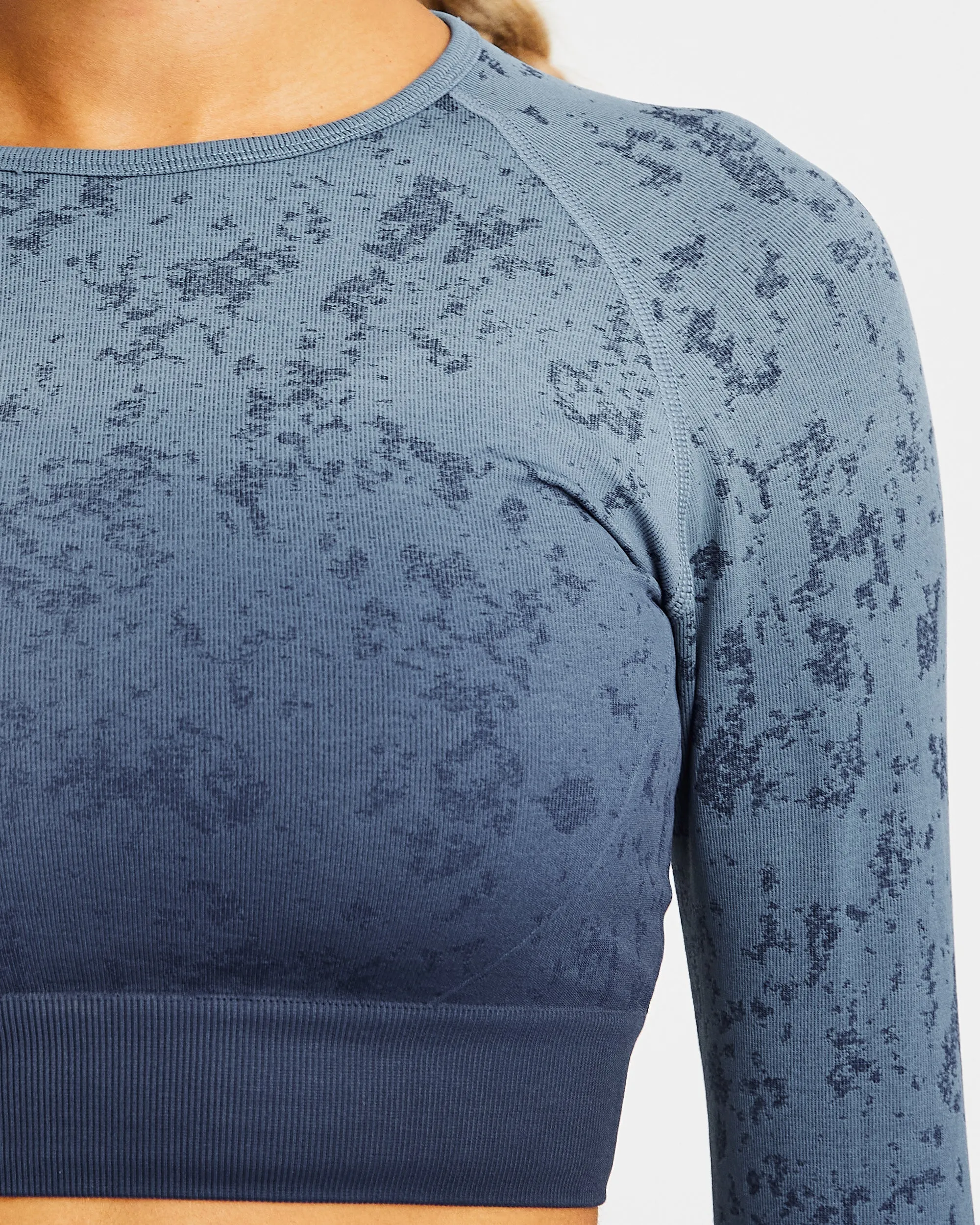 Flare Seamless Long Sleeve Crop Top - Blue sold by AYBL product image thumbnail 5