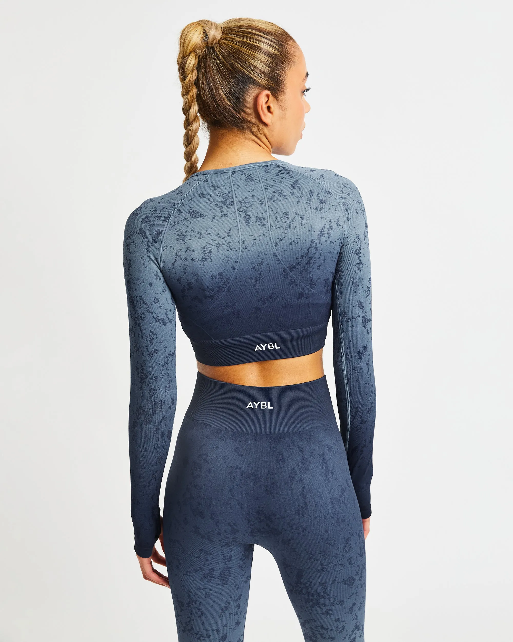 Flare Seamless Long Sleeve Crop Top - Blue sold by AYBL product image thumbnail 2