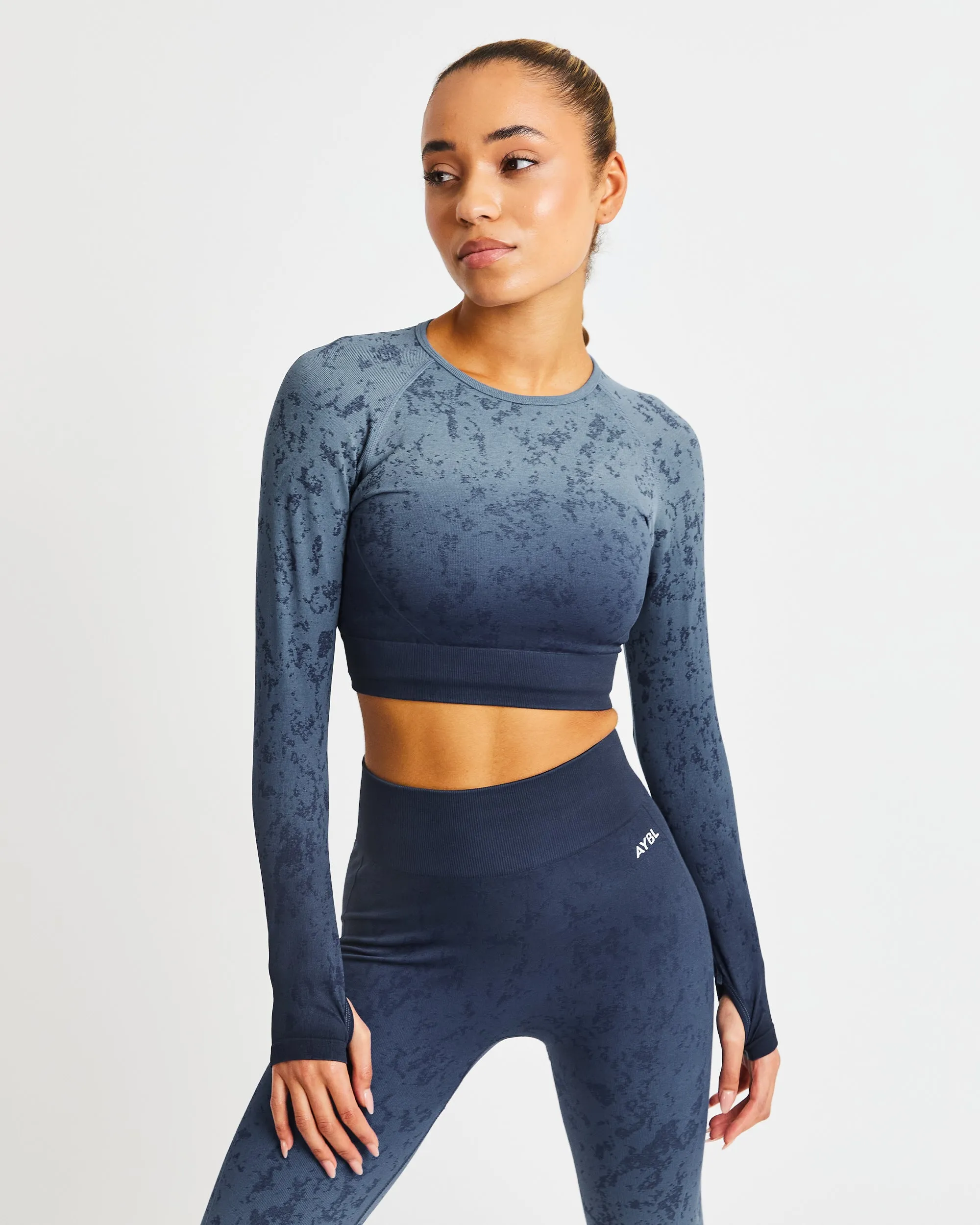 Flare Seamless Long Sleeve Crop Top - Blue sold by AYBL