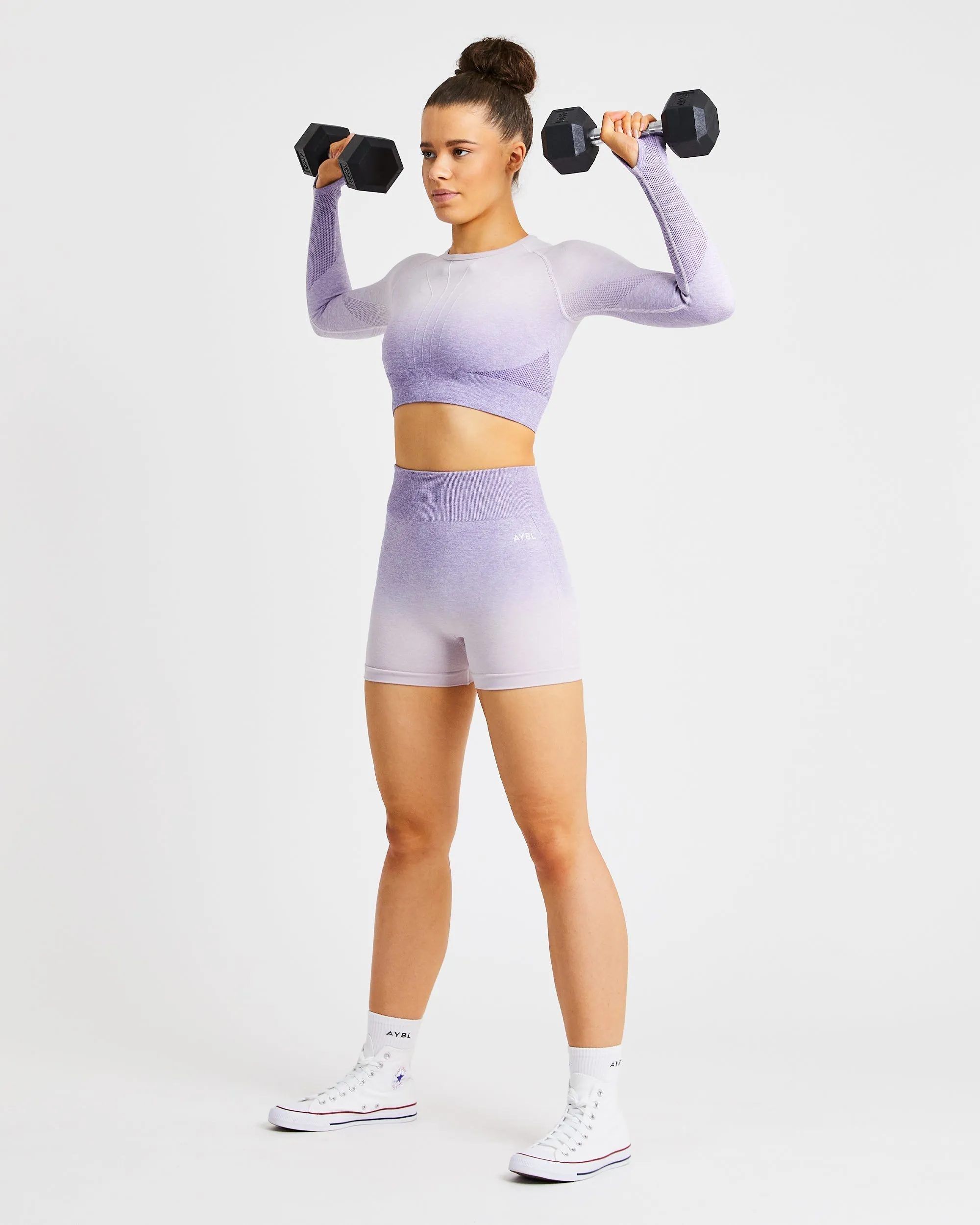 Pulse Ombré Seamless Long Sleeve Crop Top - Lilac sold by AYBL product image thumbnail 5