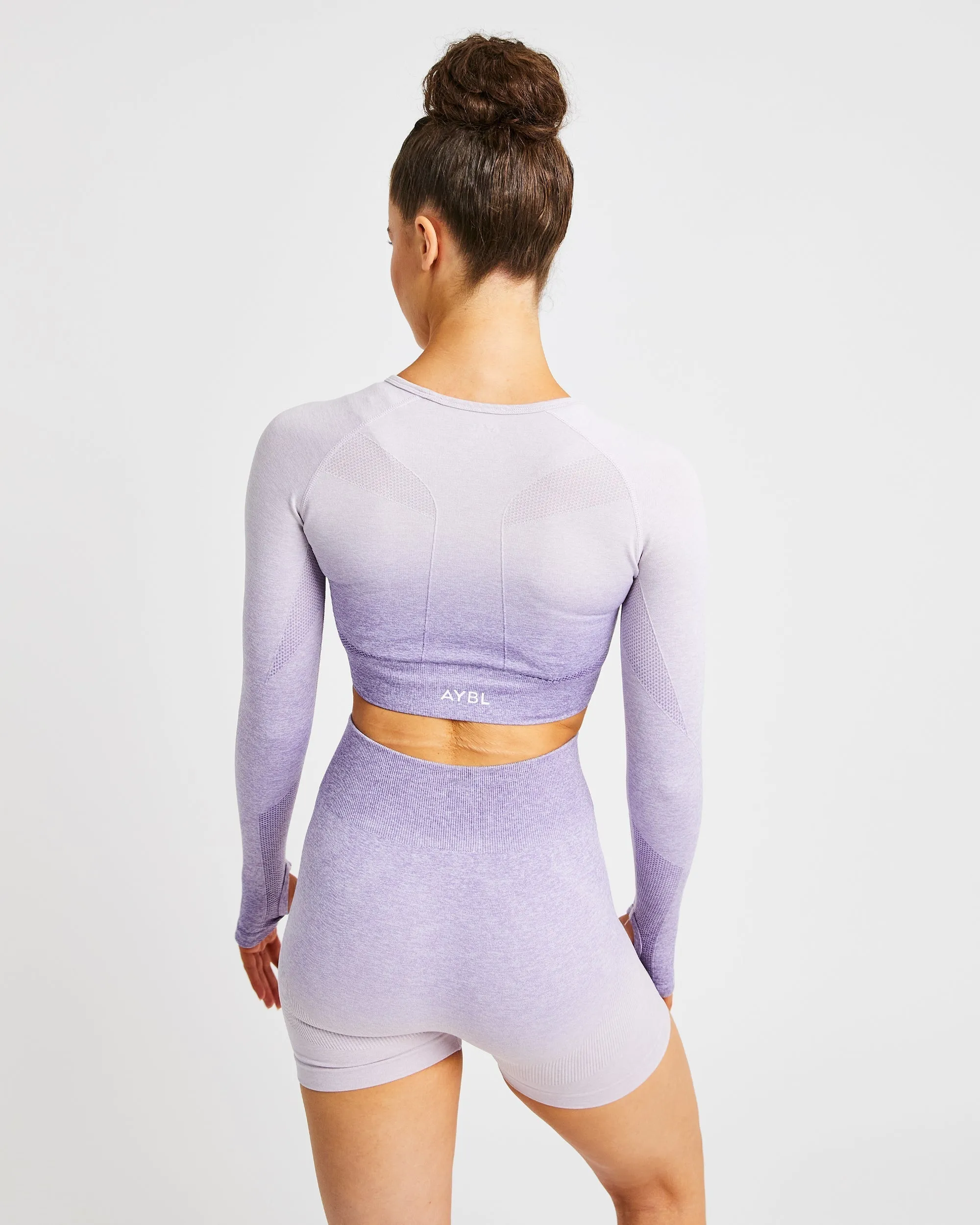 Pulse Ombré Seamless Long Sleeve Crop Top - Lilac sold by AYBL product image thumbnail 2