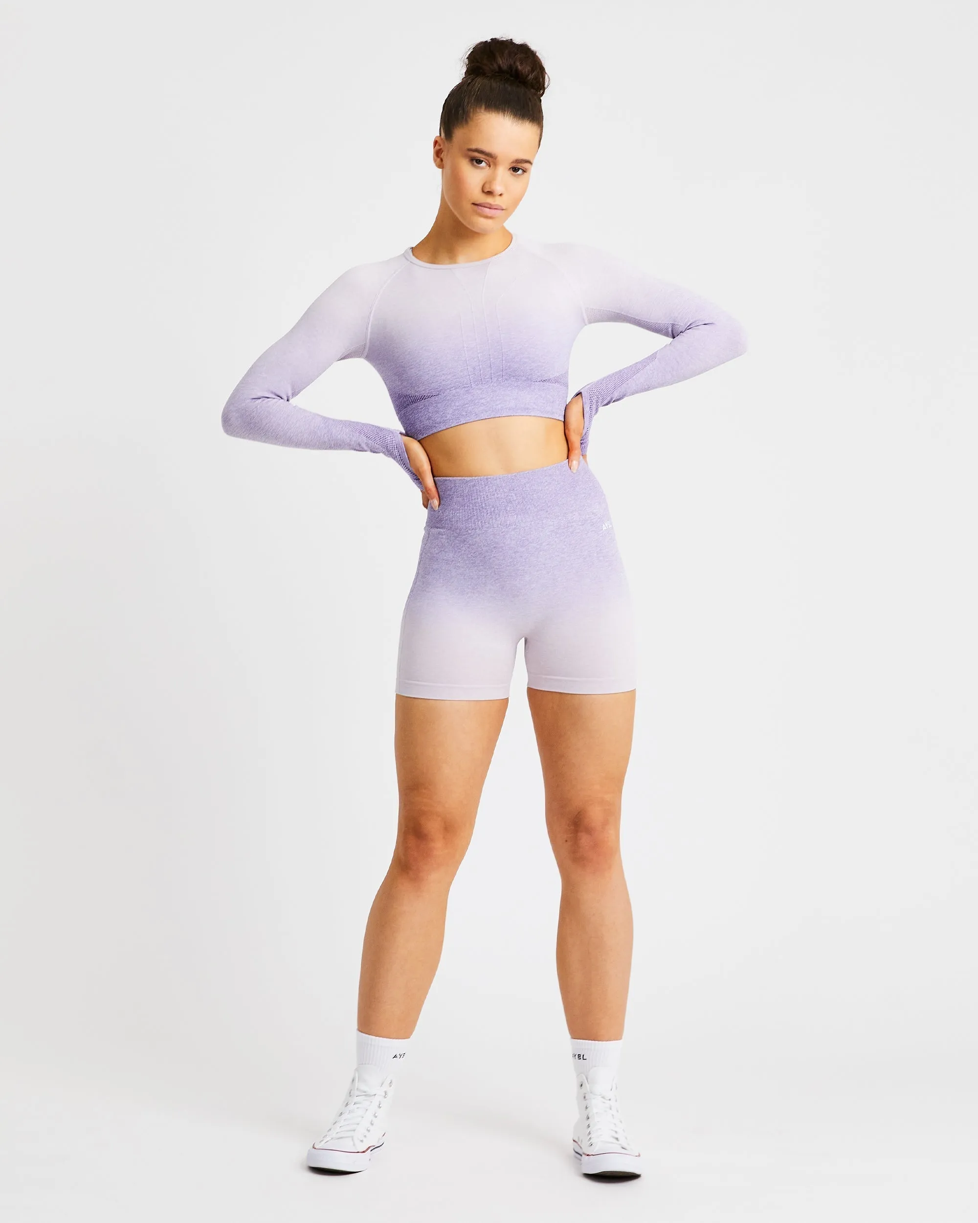Pulse Ombré Seamless Long Sleeve Crop Top - Lilac sold by AYBL product image thumbnail 3