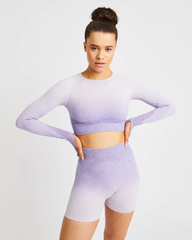 Pulse Ombré Seamless Long Sleeve Crop Top - Lilac sold by AYBL