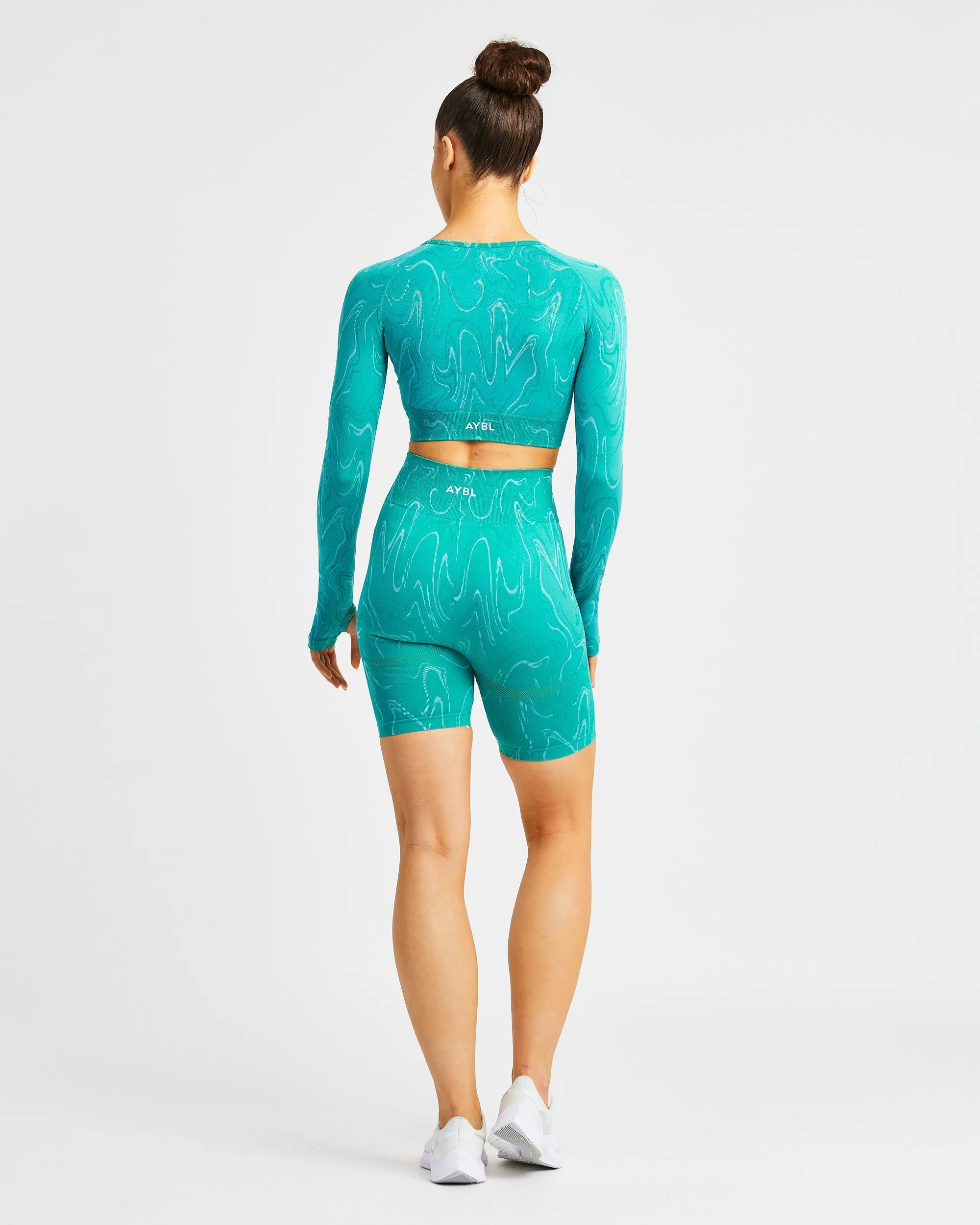 Velocity Seamless Long Sleeve Crop Top - Turquoise sold by AYBL product image thumbnail 4