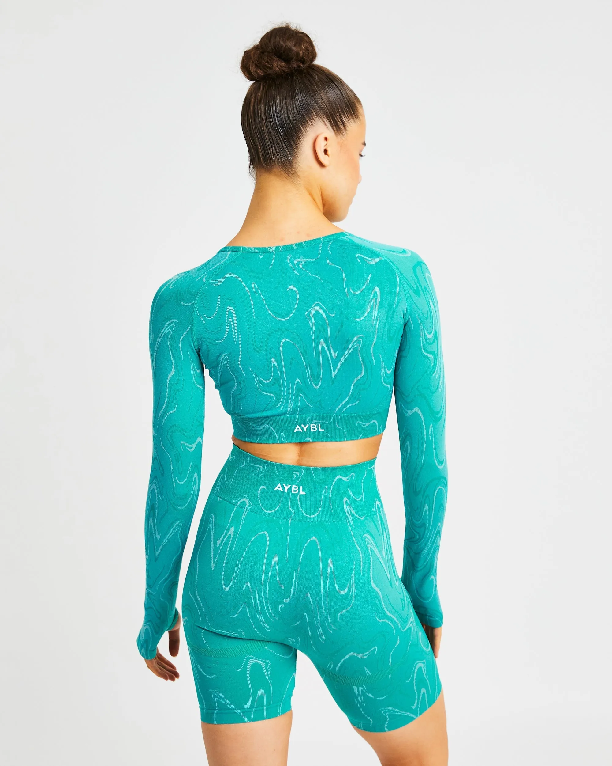 Velocity Seamless Long Sleeve Crop Top - Turquoise sold by AYBL product image thumbnail 2