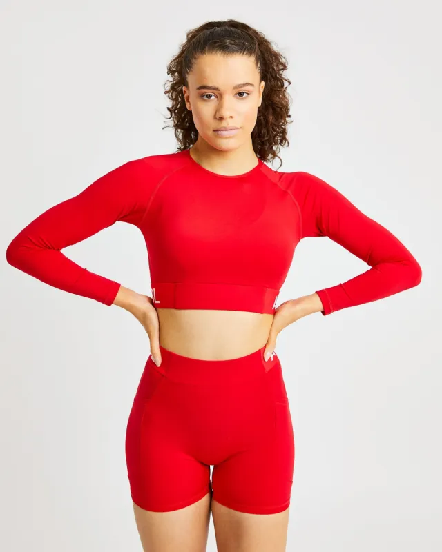 Training Long Sleeve Crop Top - Red sold by AYBL