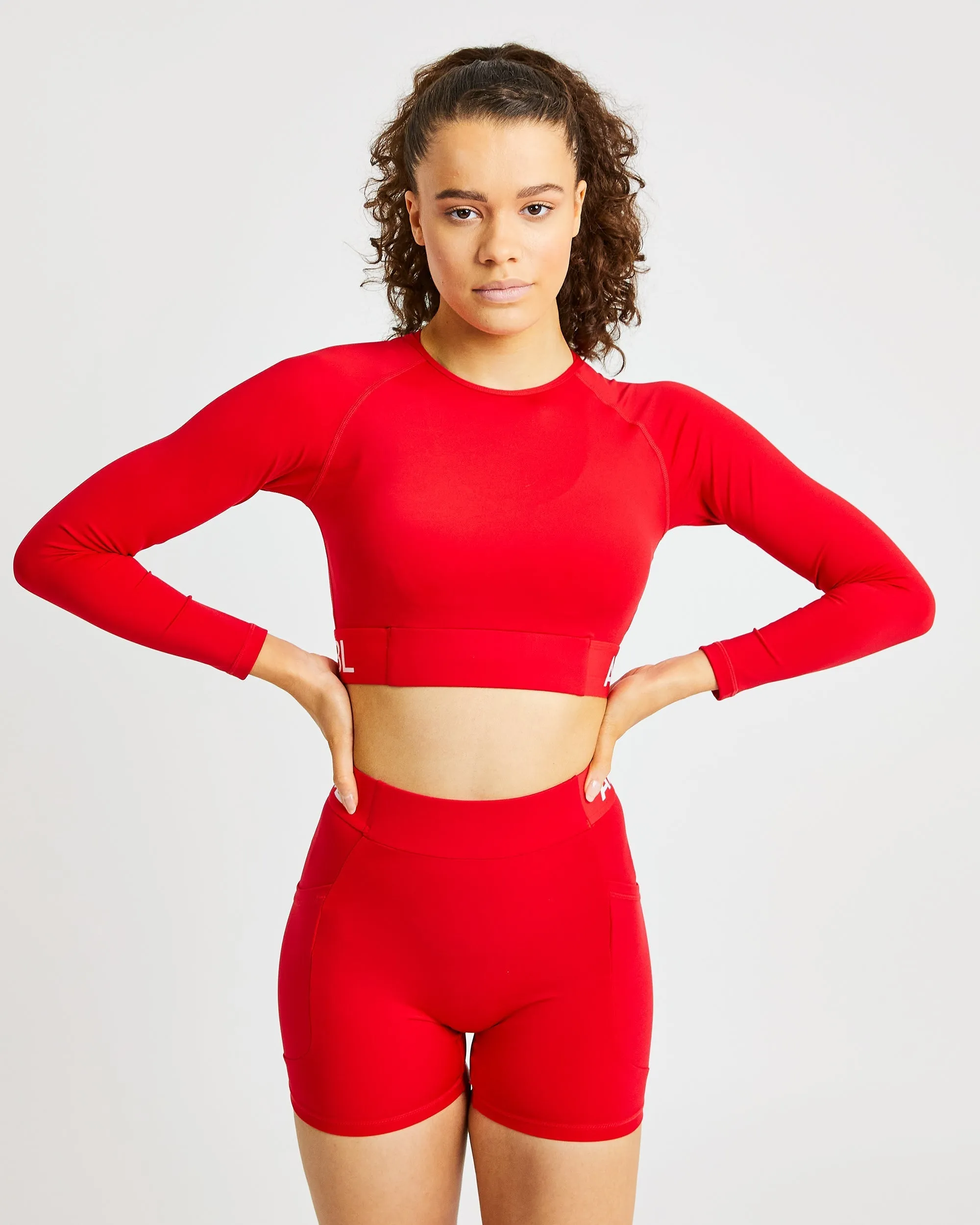 Training Long Sleeve Crop Top - Red sold by AYBL