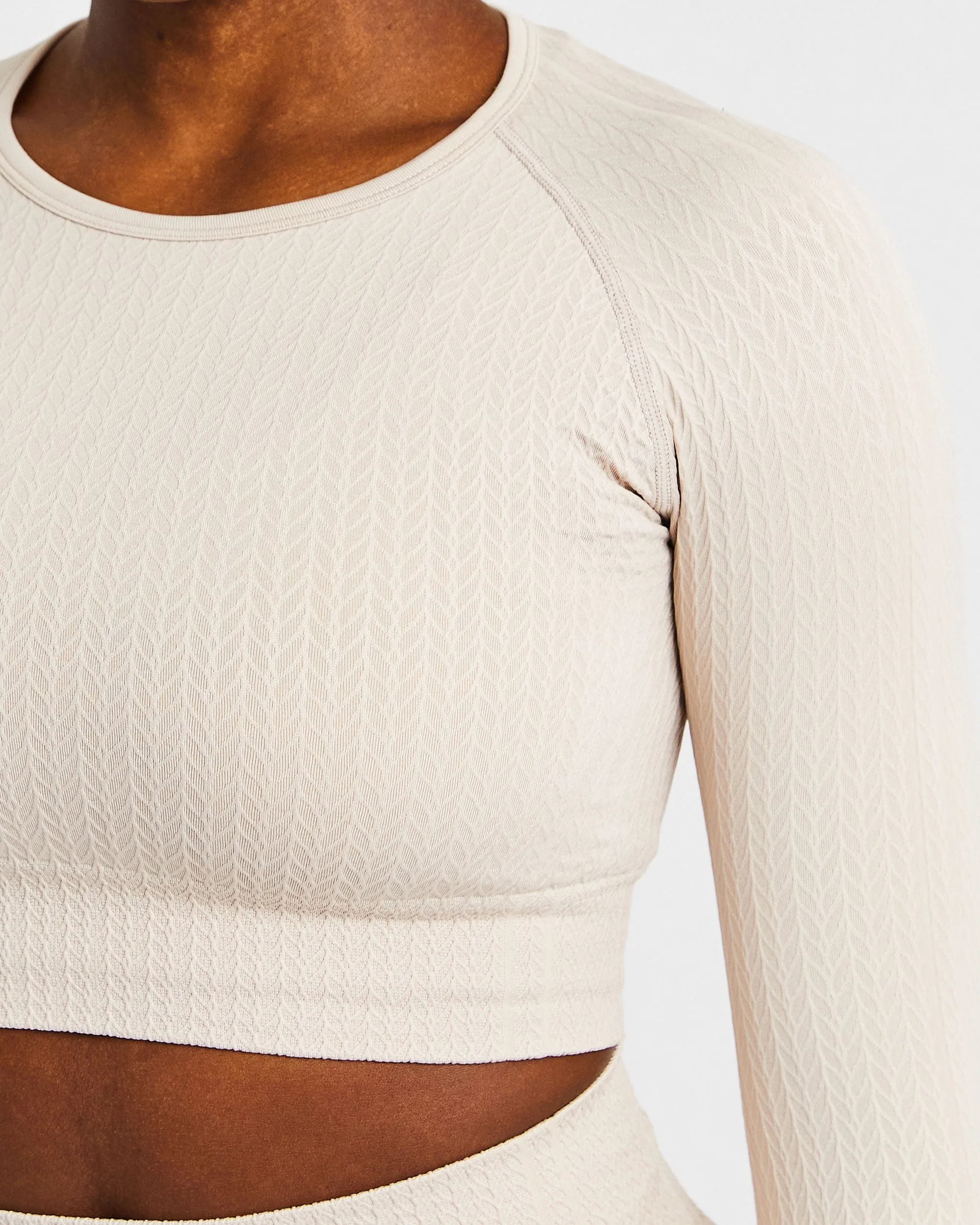Luxe Seamless Long Sleeve Crop Top - Sand sold by AYBL product image thumbnail 5