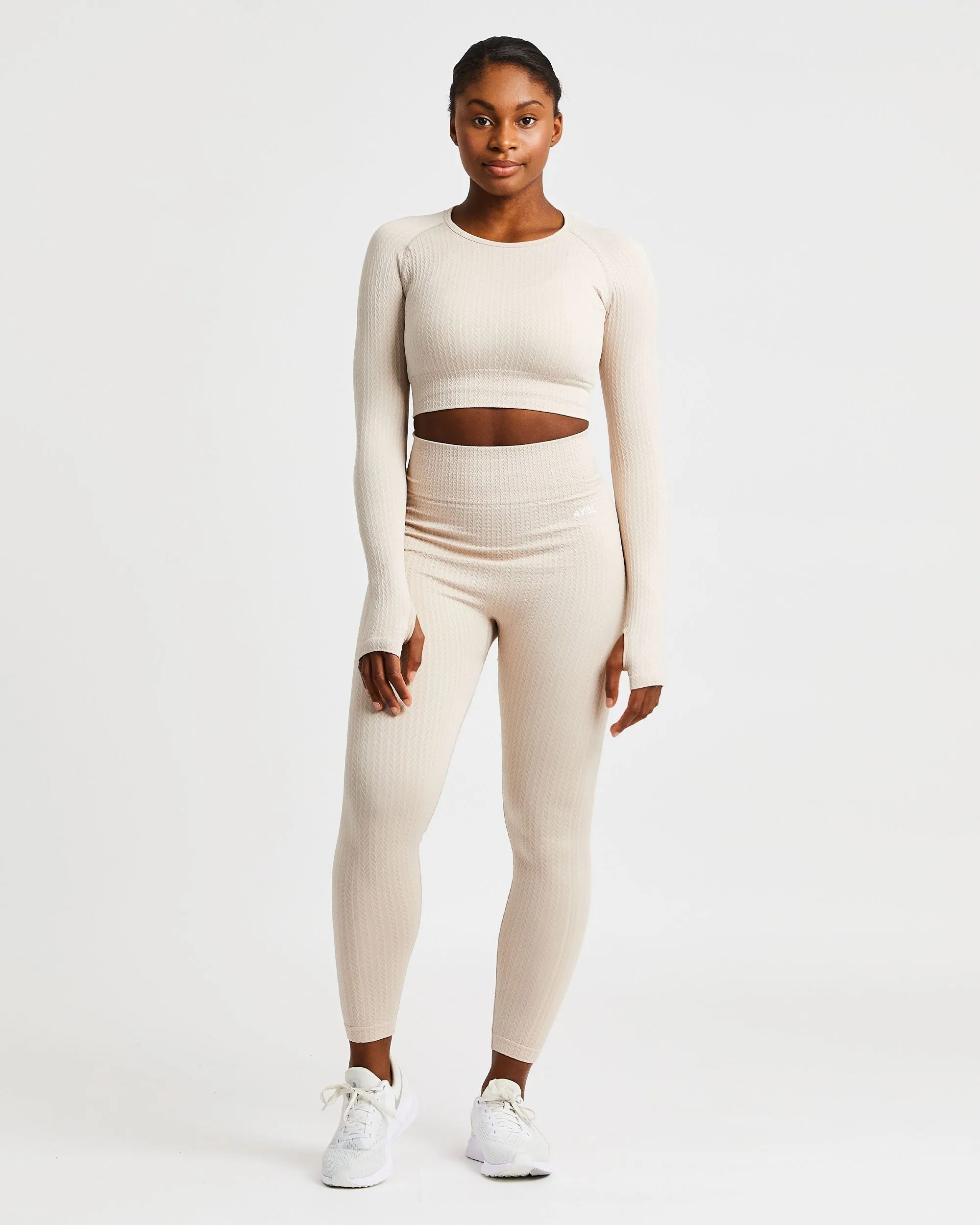 Luxe Seamless Long Sleeve Crop Top - Sand sold by AYBL product image thumbnail 3