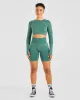 Empower Seamless Long Sleeve Crop Top - Forest Green Marl sold by AYBL