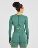 Empower Seamless Long Sleeve Crop Top - Forest Green Marl sold by AYBL