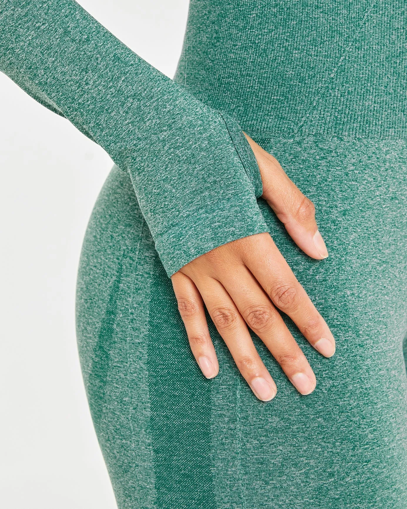 Empower Seamless Long Sleeve Crop Top - Forest Green Marl sold by AYBL product image thumbnail 5