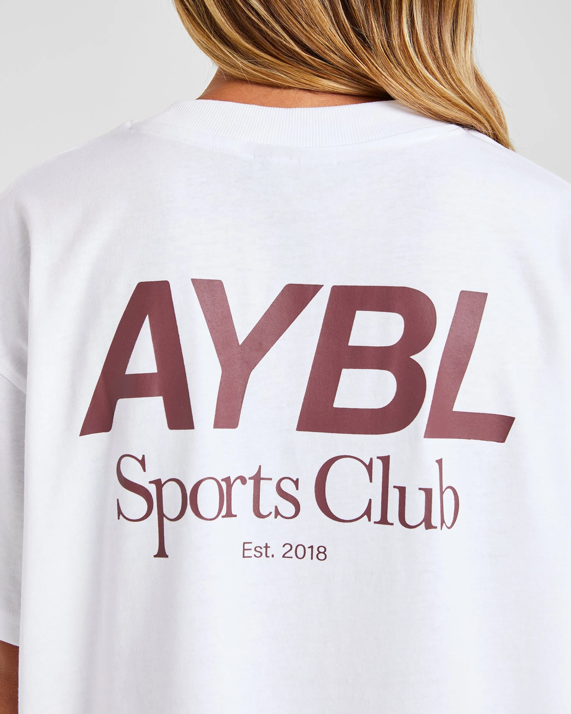 AYBL Sports Club Oversized T Shirt - White/Burgundy sold by AYBL product image thumbnail 5