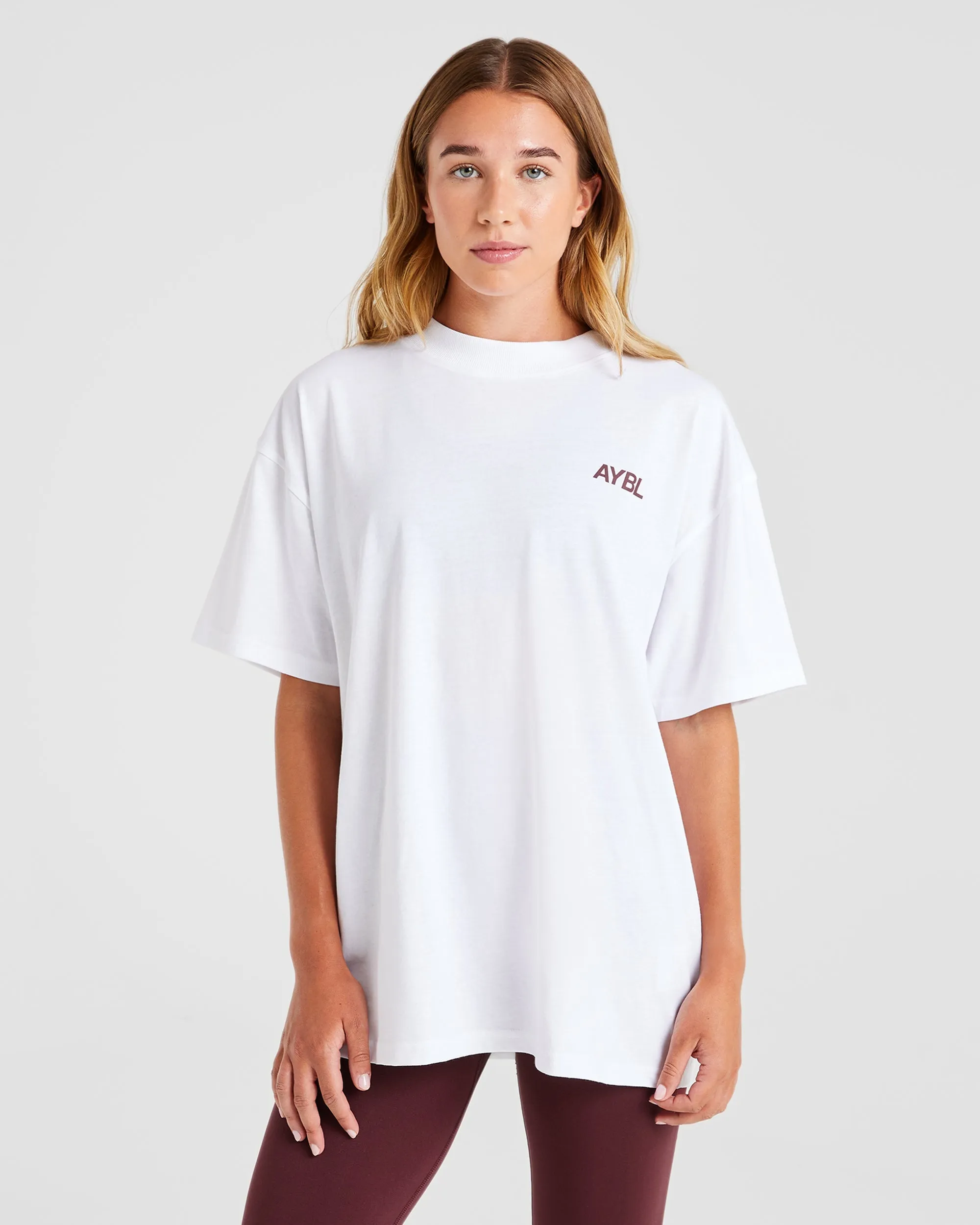 AYBL Sports Club Oversized T Shirt - White/Burgundy sold by AYBL product image thumbnail 2