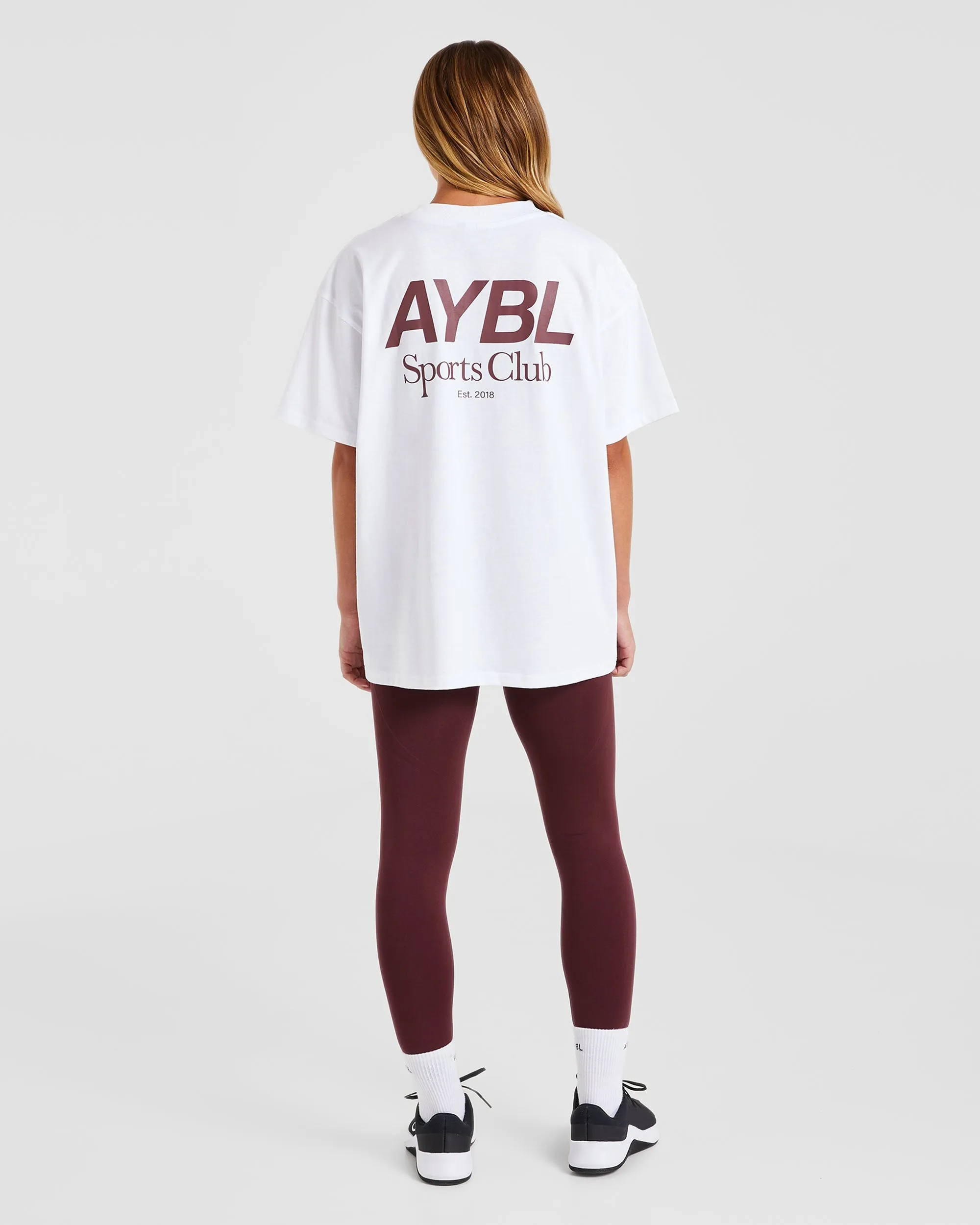 AYBL Sports Club Oversized T Shirt - White/Burgundy sold by AYBL product image thumbnail 3