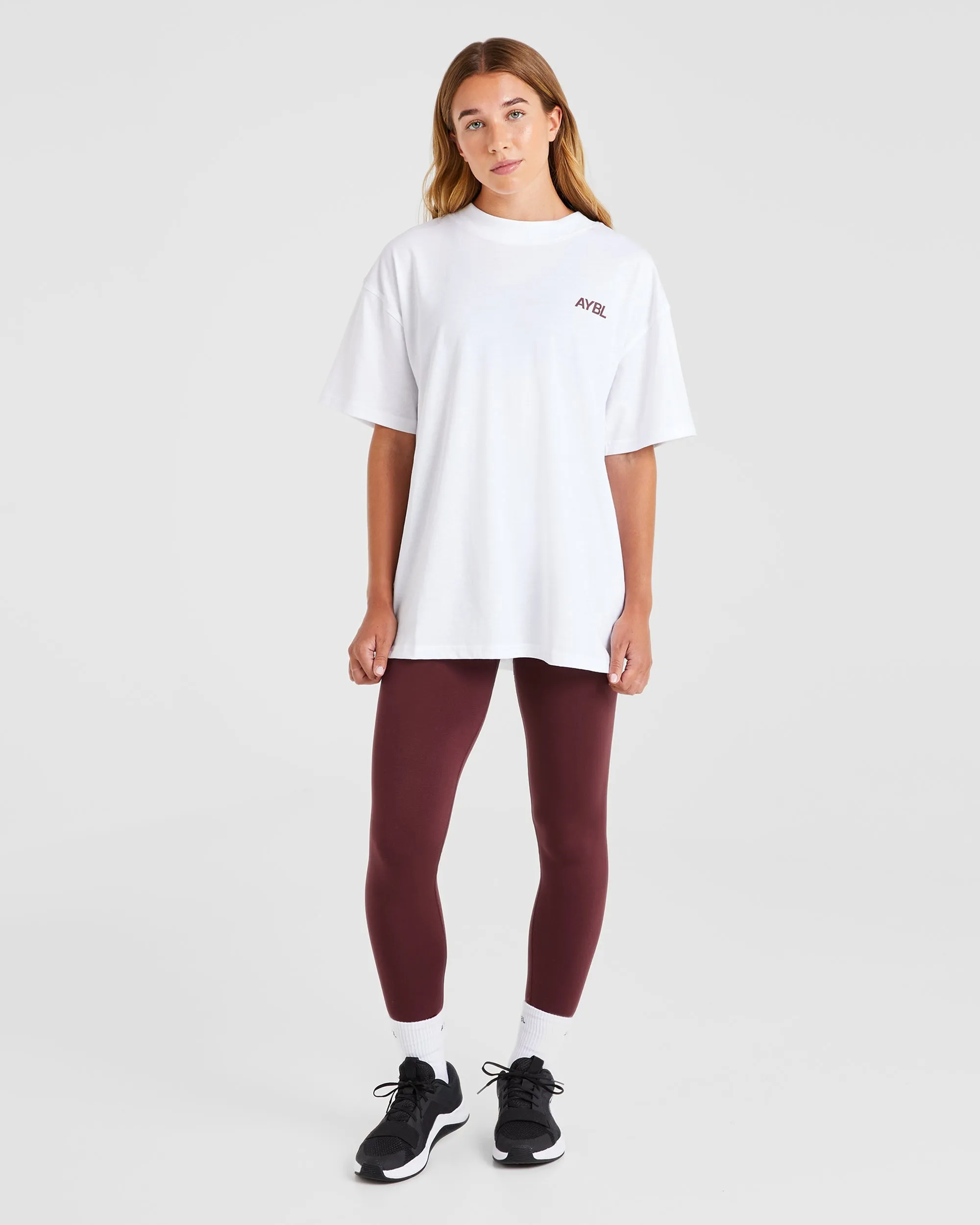 AYBL Sports Club Oversized T Shirt - White/Burgundy sold by AYBL product image thumbnail 4