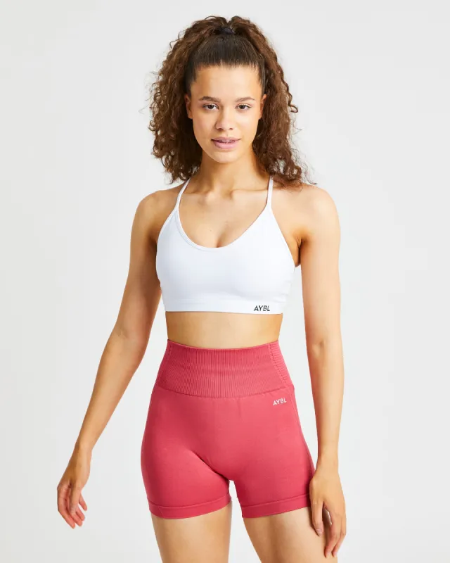 Essential V Neck Sports Bra - White sold by AYBL