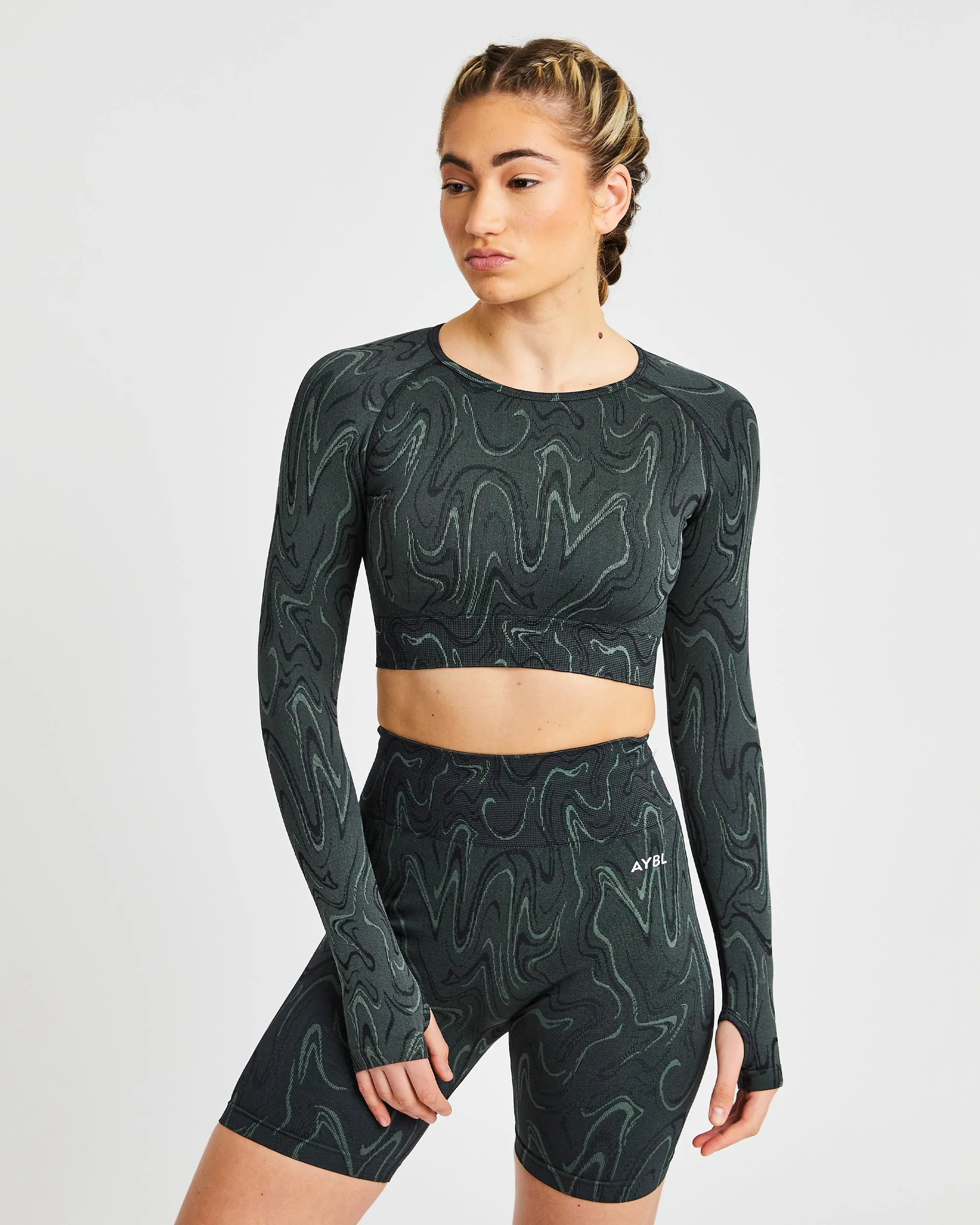 Velocity Seamless Long Sleeve Crop Top - Black sold by AYBL