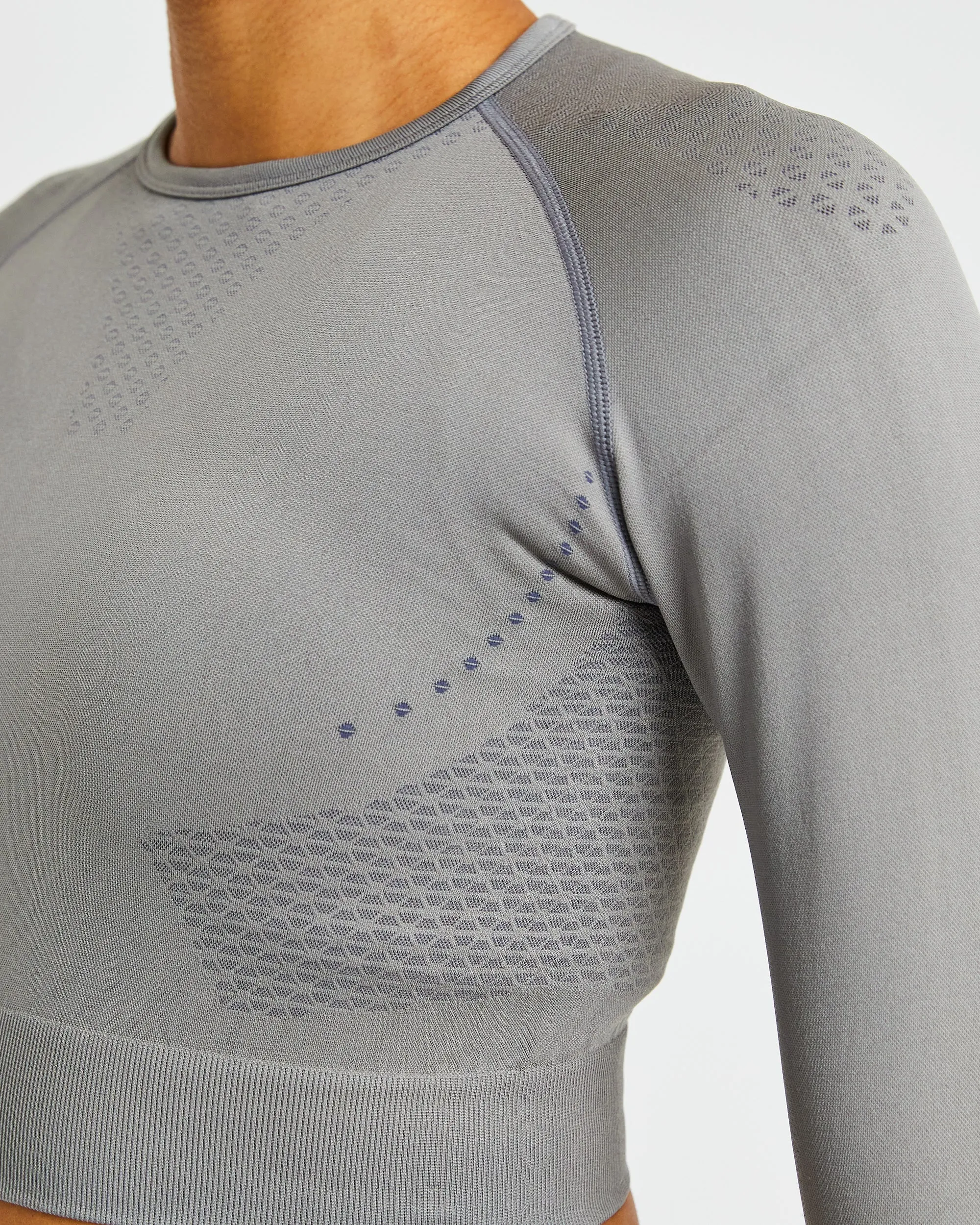 Ignite Seamless Long Sleeve Crop Top - Storm Grey sold by AYBL product image thumbnail 5